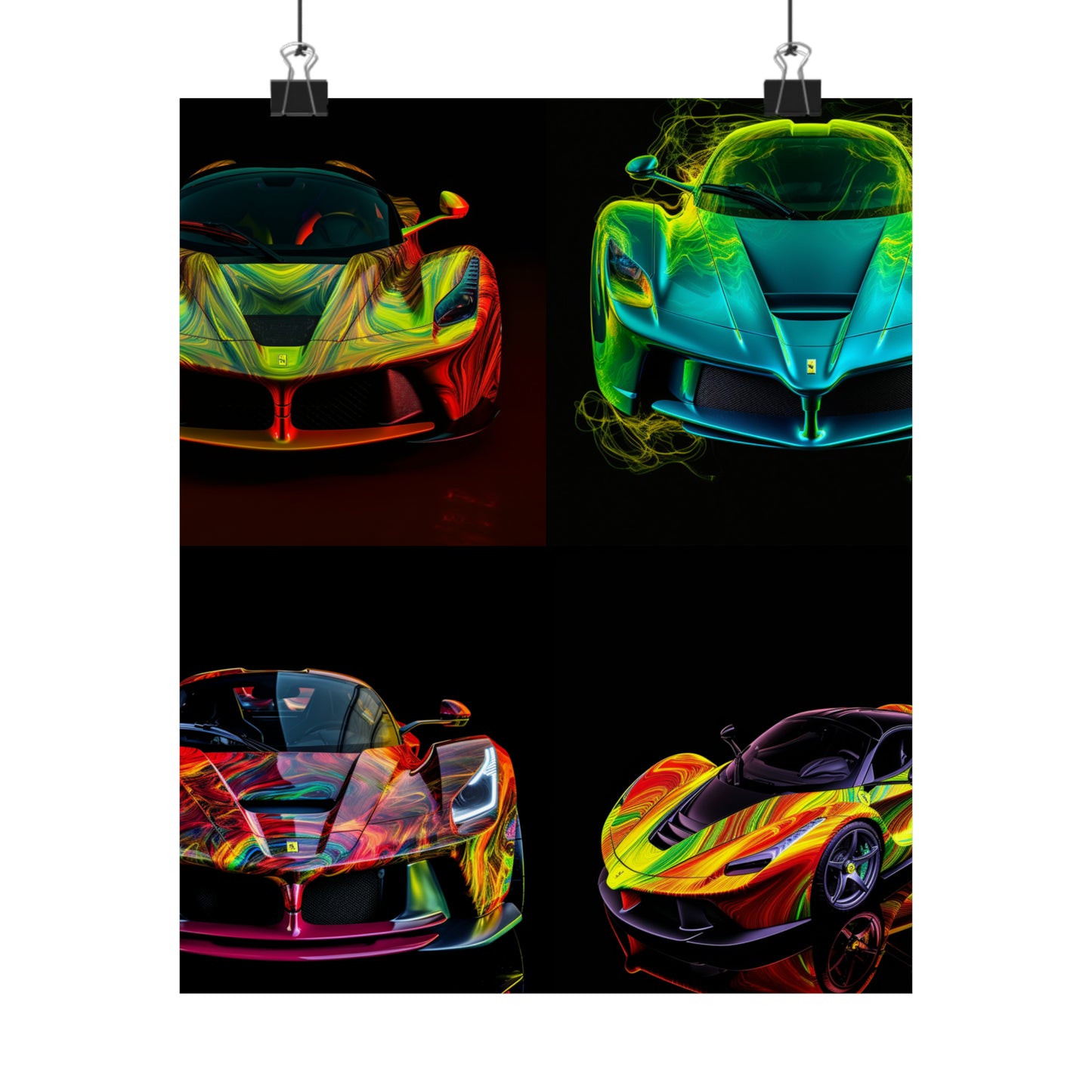 Premium Matte Vertical Posters Ferrari Neon 5