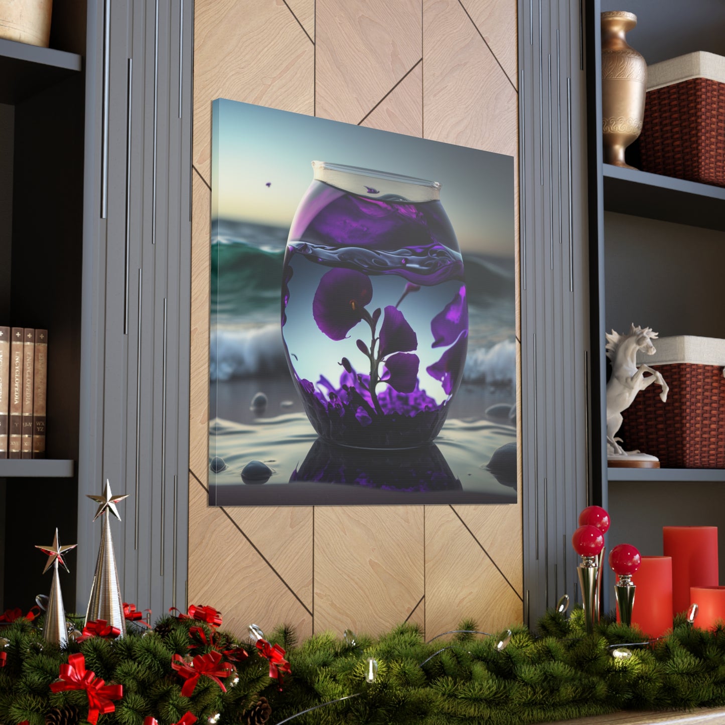 Canvas Gallery Wraps Purple Sweet pea in a vase 4