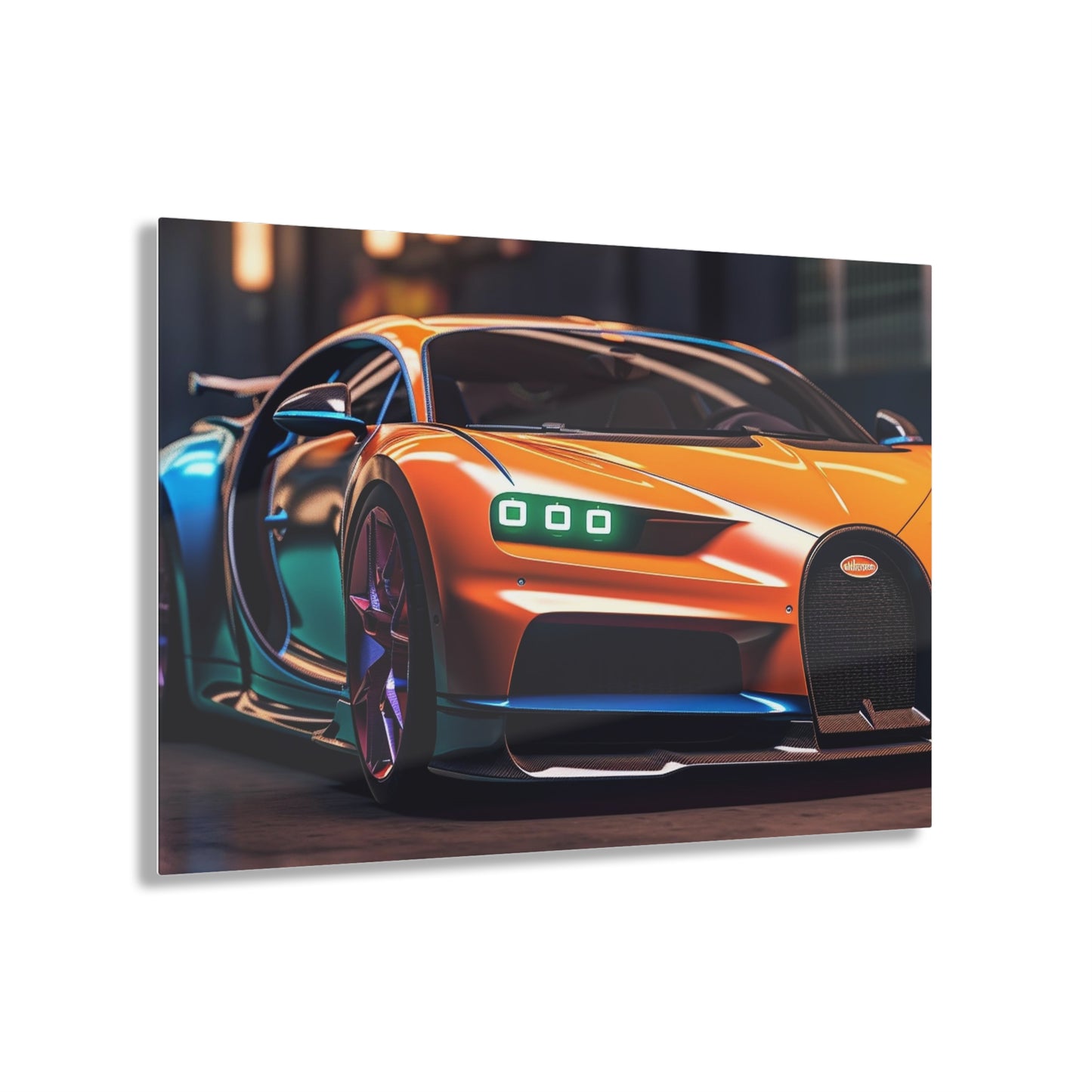 Acrylic Prints Hyper Bugatti Neon Chiron 1