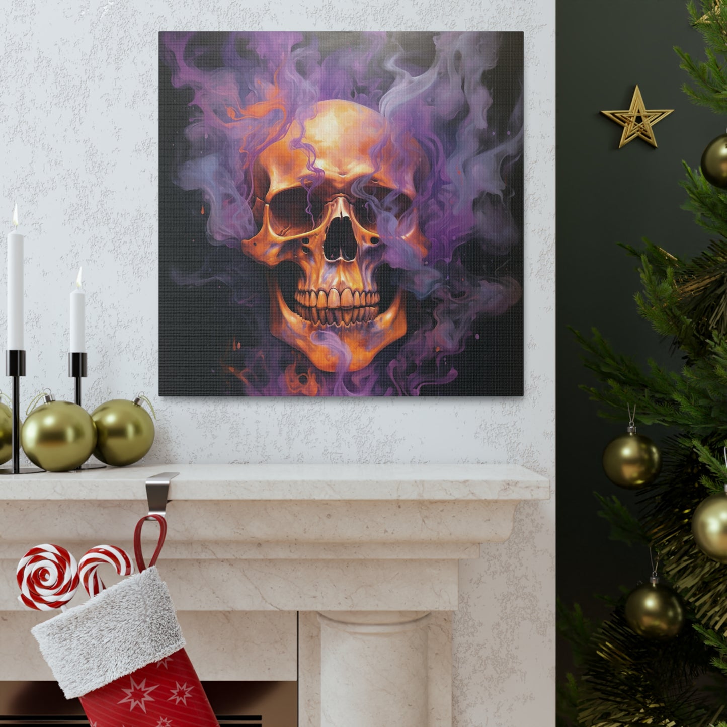 Canvas Gallery Wraps Skull Flames 4