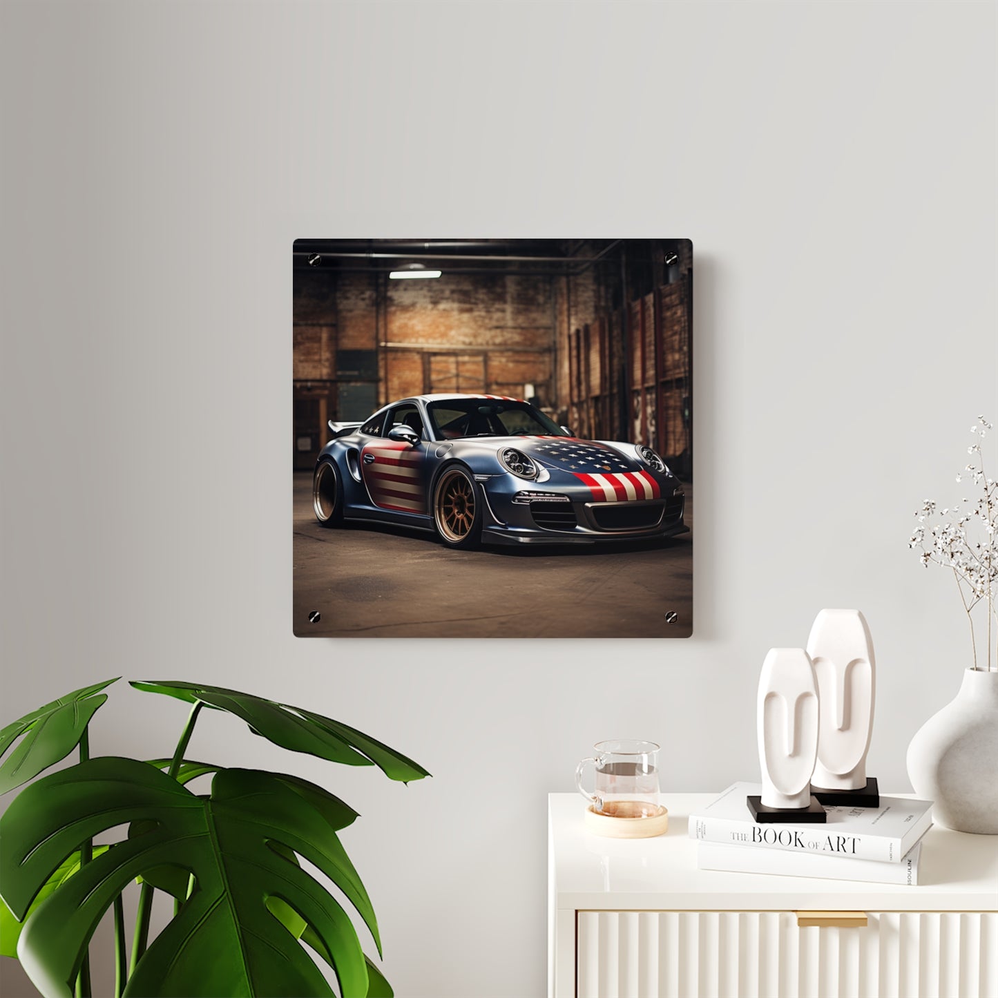 Acrylic Wall Art Panels American Flag Porsche 1