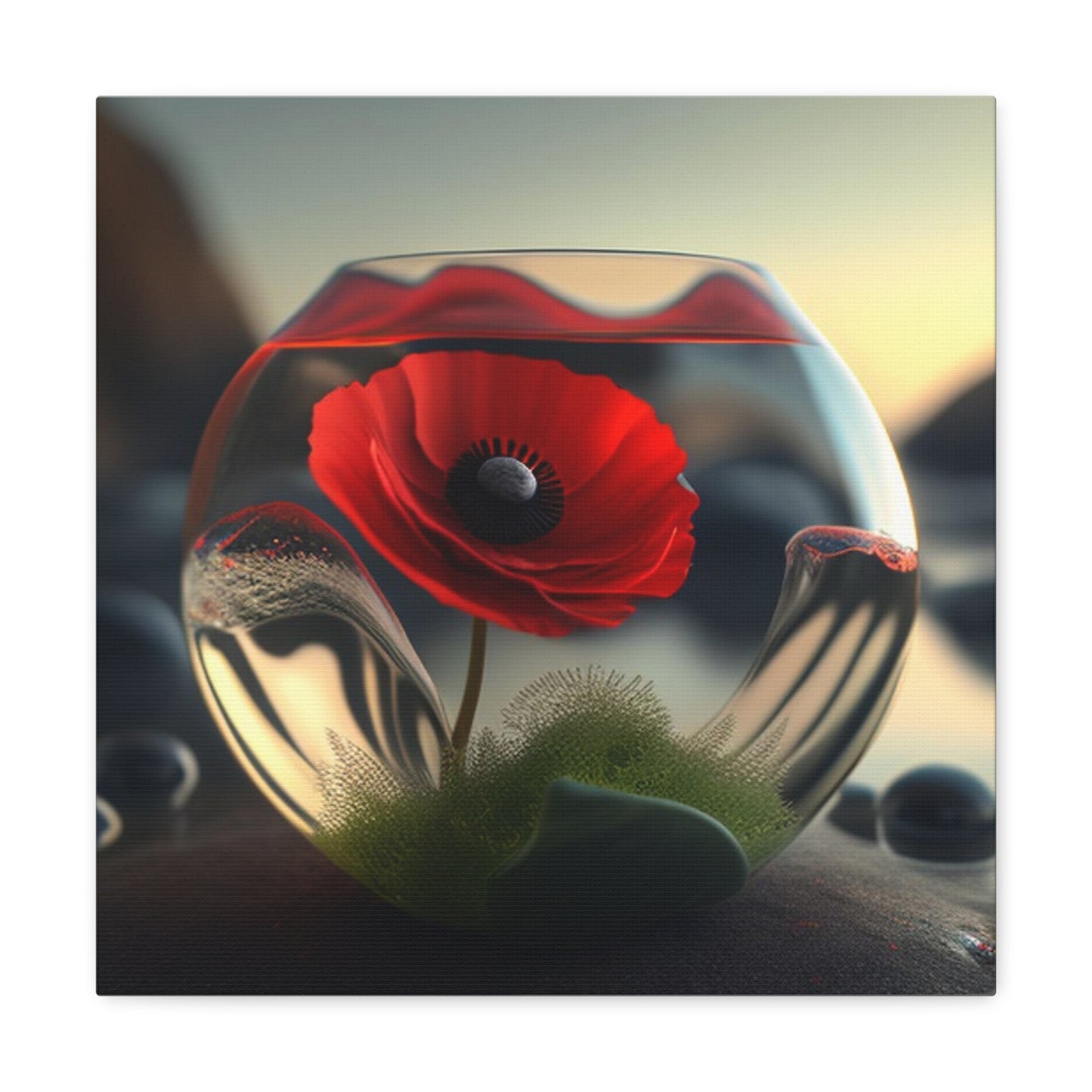 Canvas Gallery Wraps Red Anemone in a Vase 3