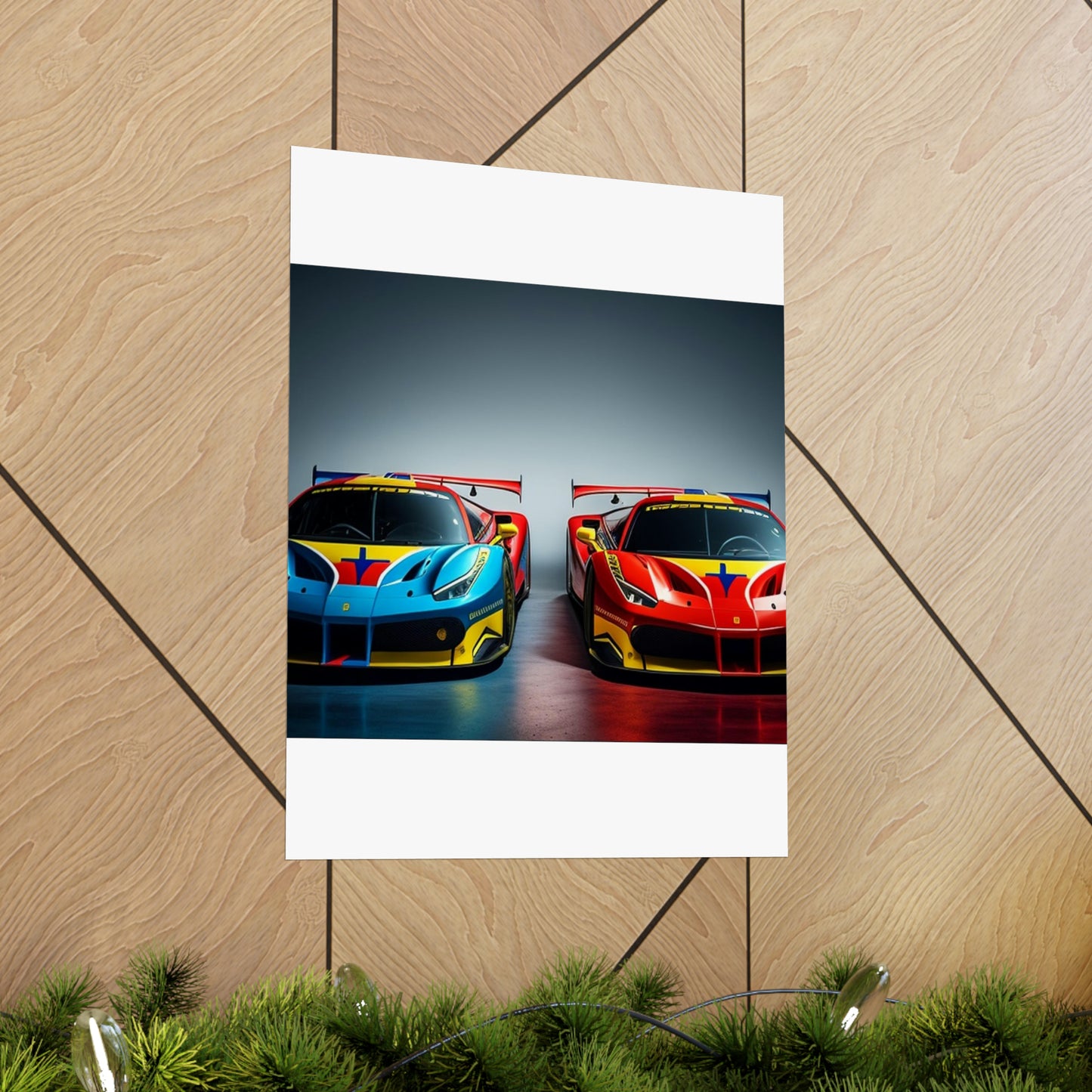 Premium Matte Vertical Posters Ferrari Red Blue 2