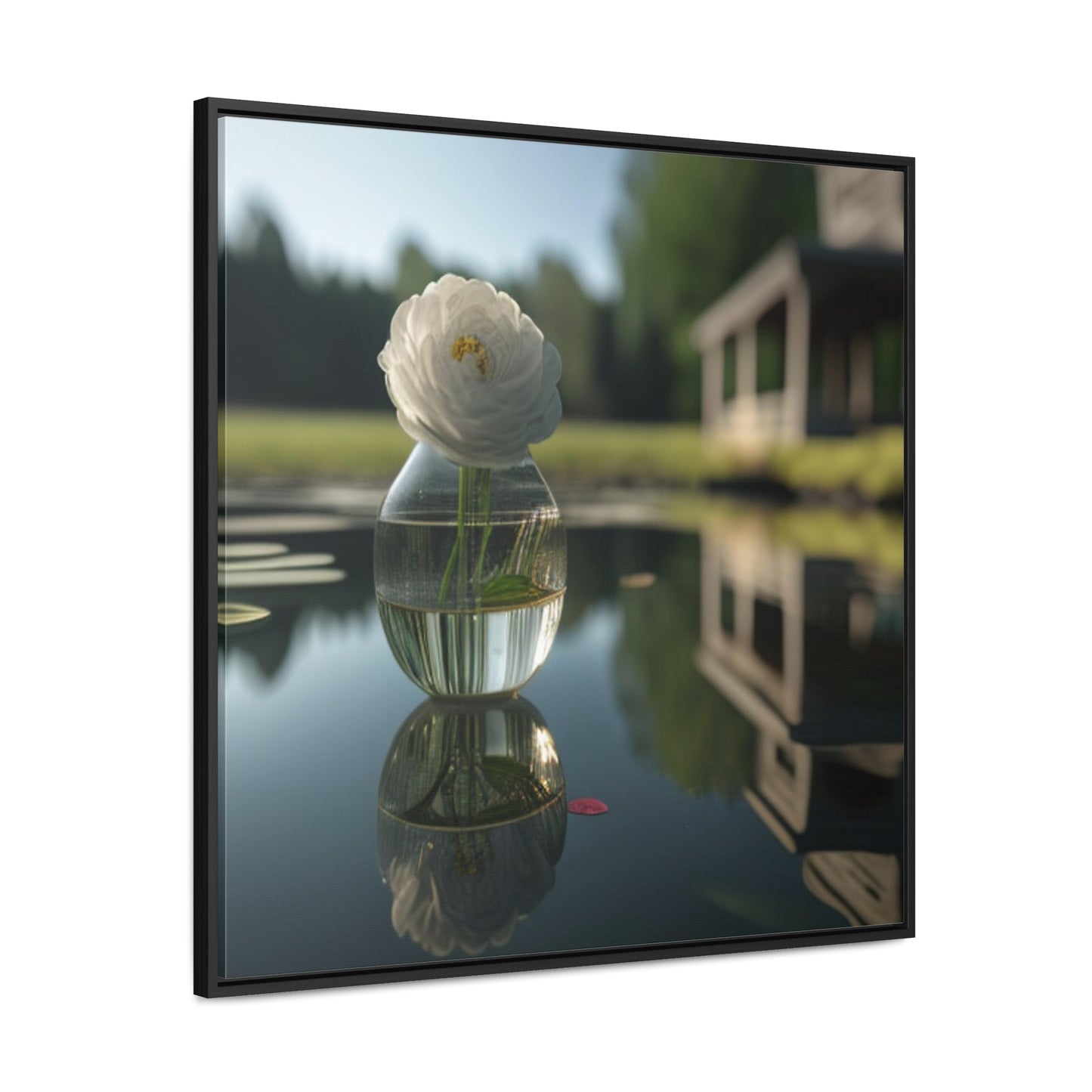 Gallery Canvas Wraps, Square Frame White Peony glass vase 1