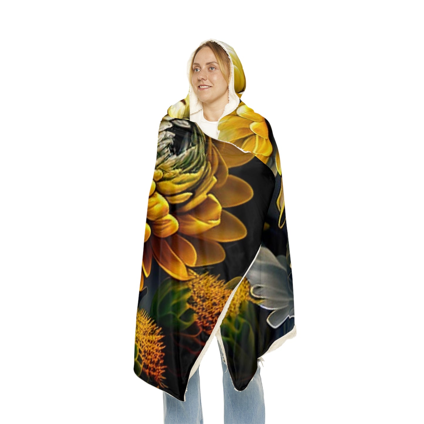 Snuggle Hooded Blanket Yellow Hermosas Flores Amarillas 2