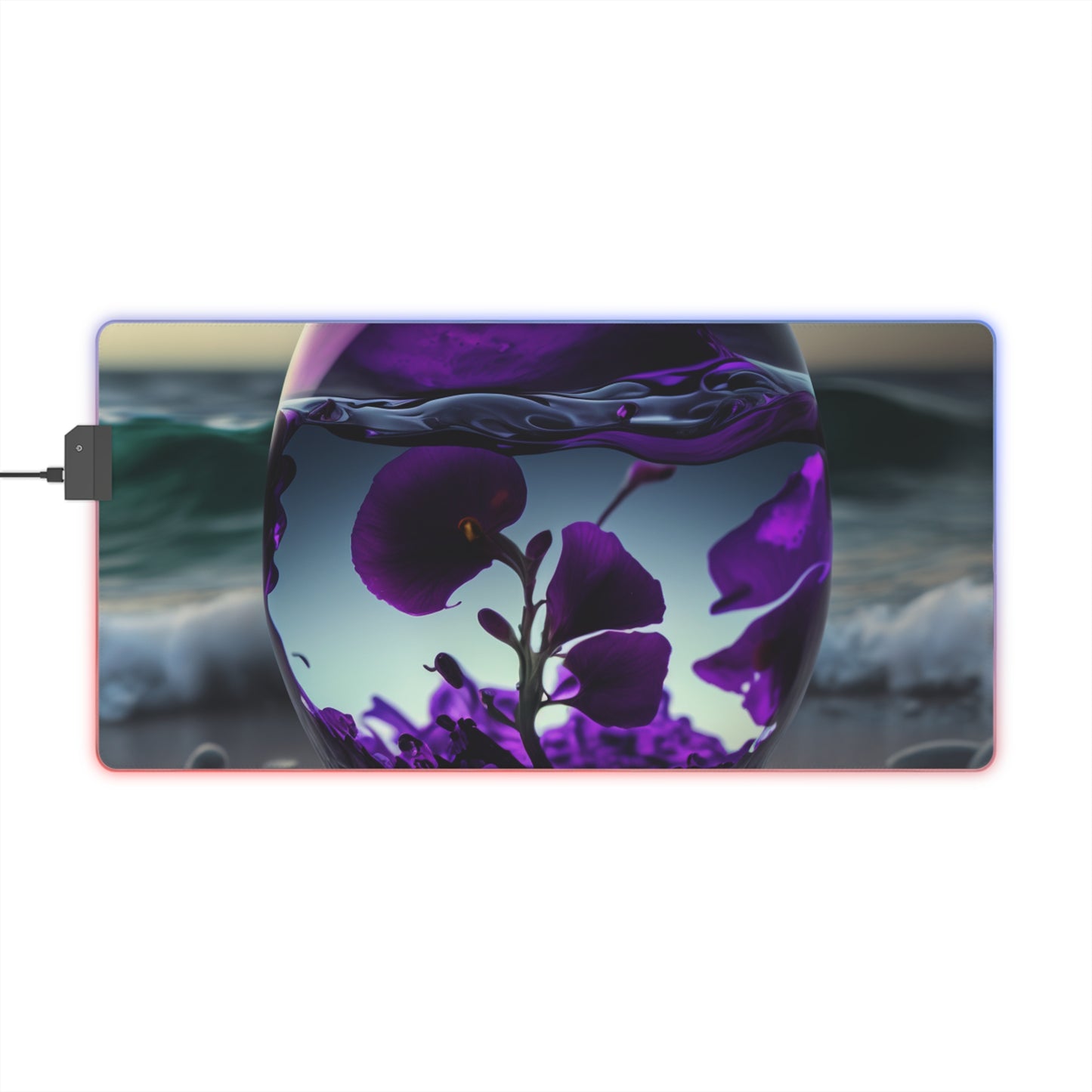 LED Gaming Mouse Pad Purple Sweet pea in a vase 4