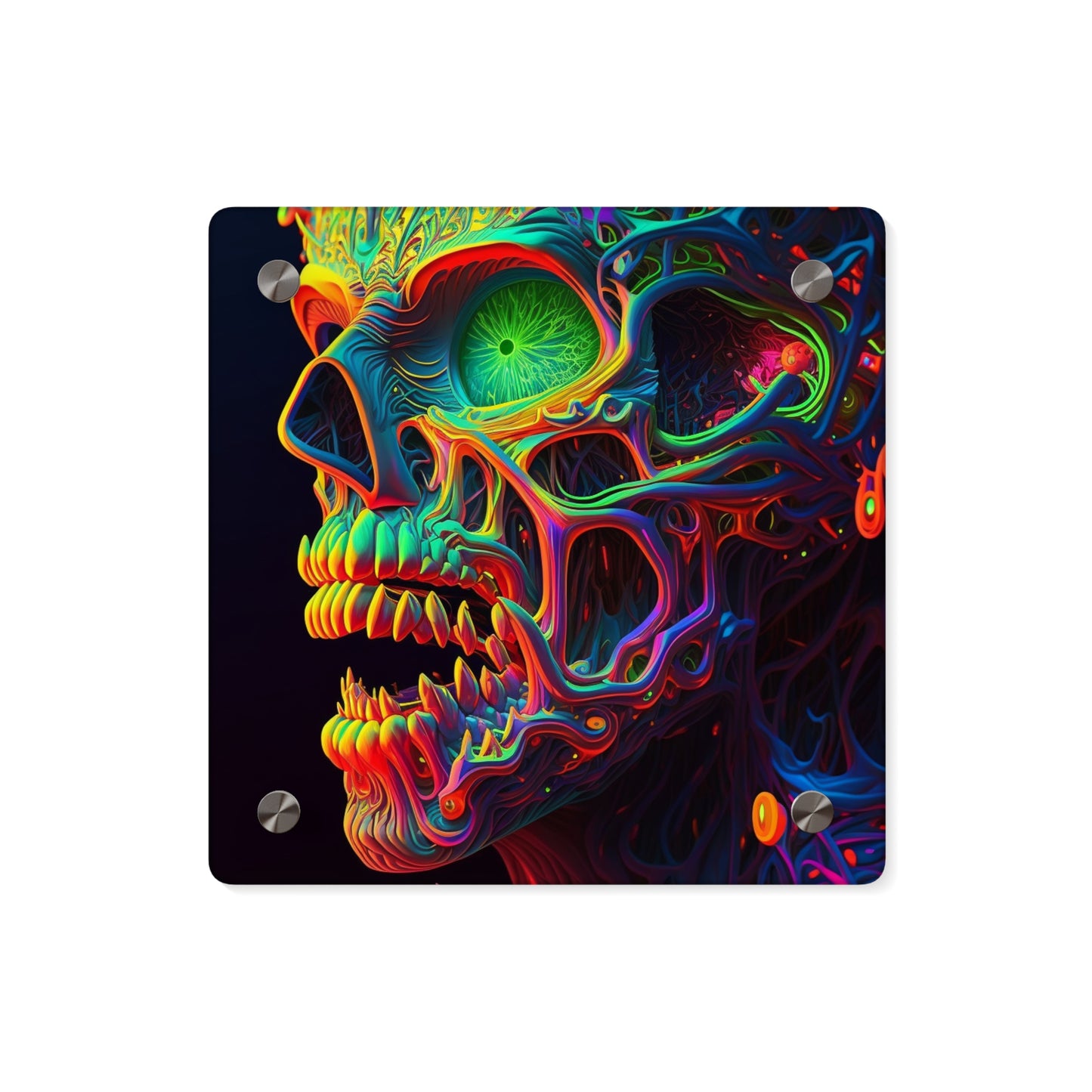 Acrylic Wall Art Panels Florescent Skull Death 1