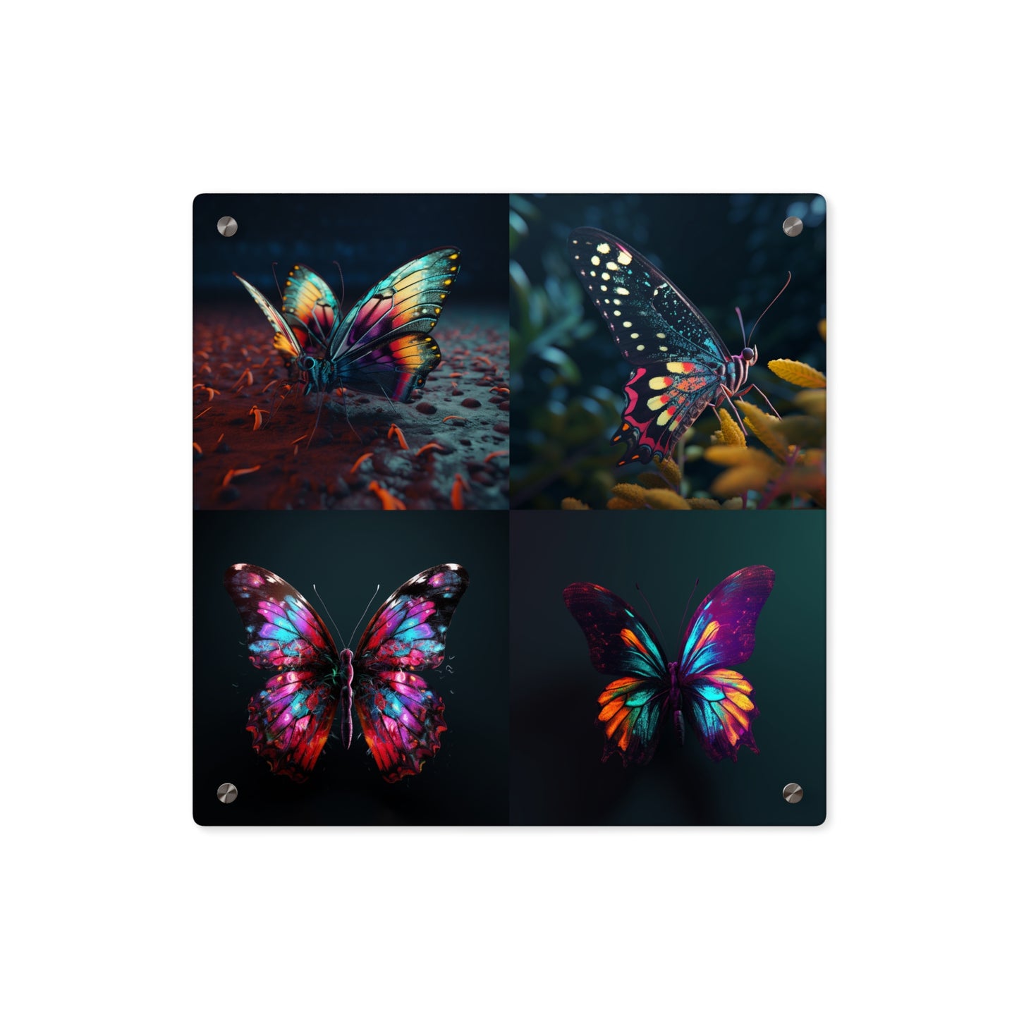 Acrylic Wall Art Panels Hyper Colorful Butterfly Macro 5