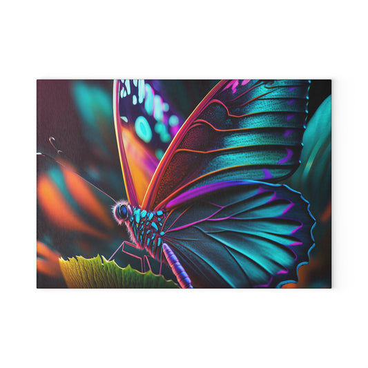 Glass Cutting Board Neon Butterfly Macro 1