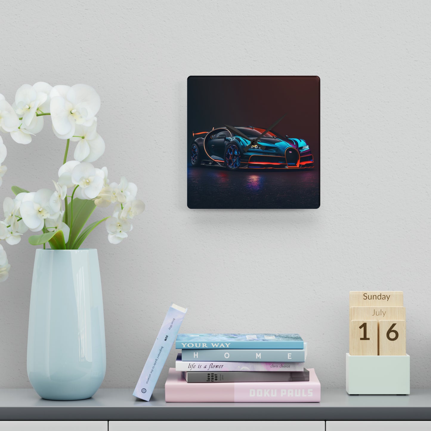 Acrylic Wall Clock Bugatti Chiron Super 1