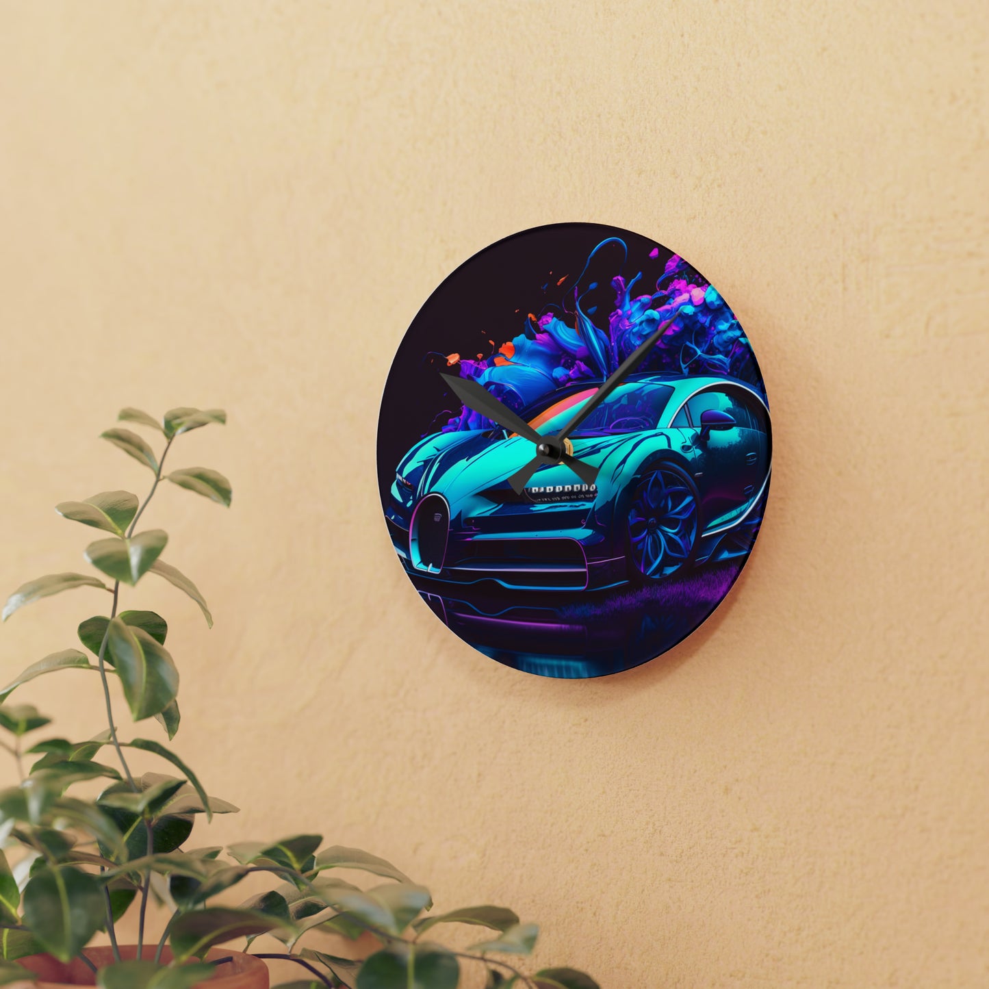 Acrylic Wall Clock Bugatti Neon Chiron 3