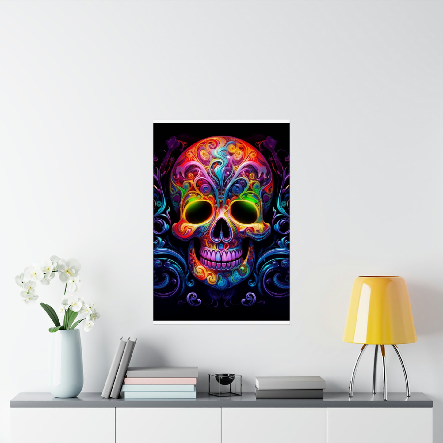 Premium Matte Vertical Posters Macro Skull Color 2