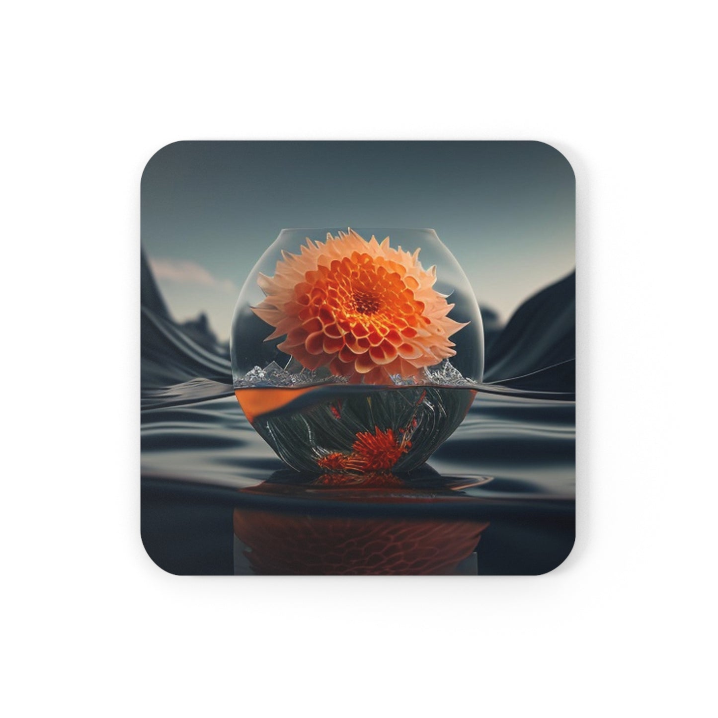 Corkwood Coaster Set Dahlia Orange 3