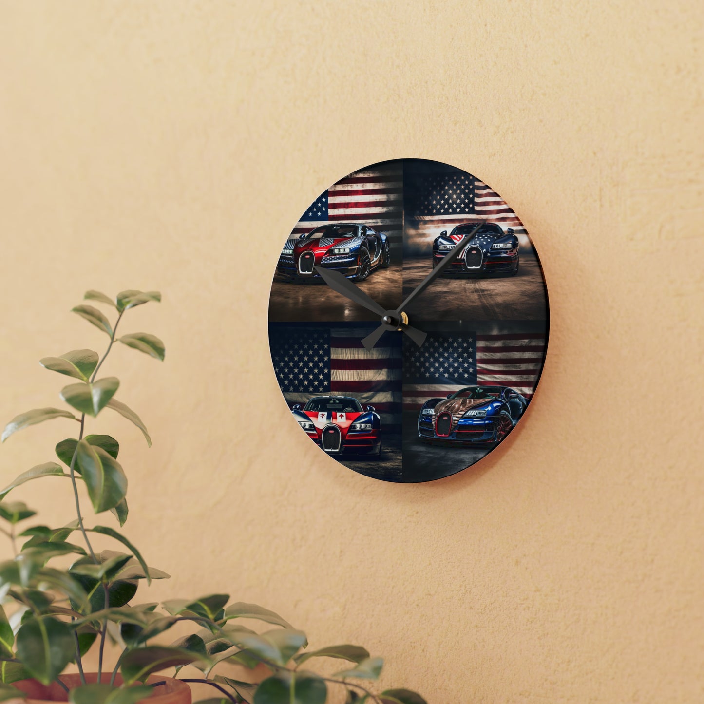 Acrylic Wall Clock Bugatti American Flag 5