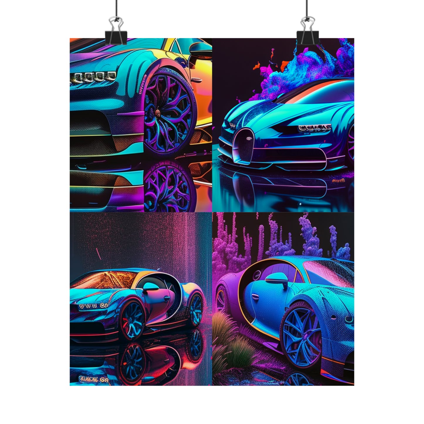 Premium Matte Vertical Posters Bugatti Neon Chiron 5