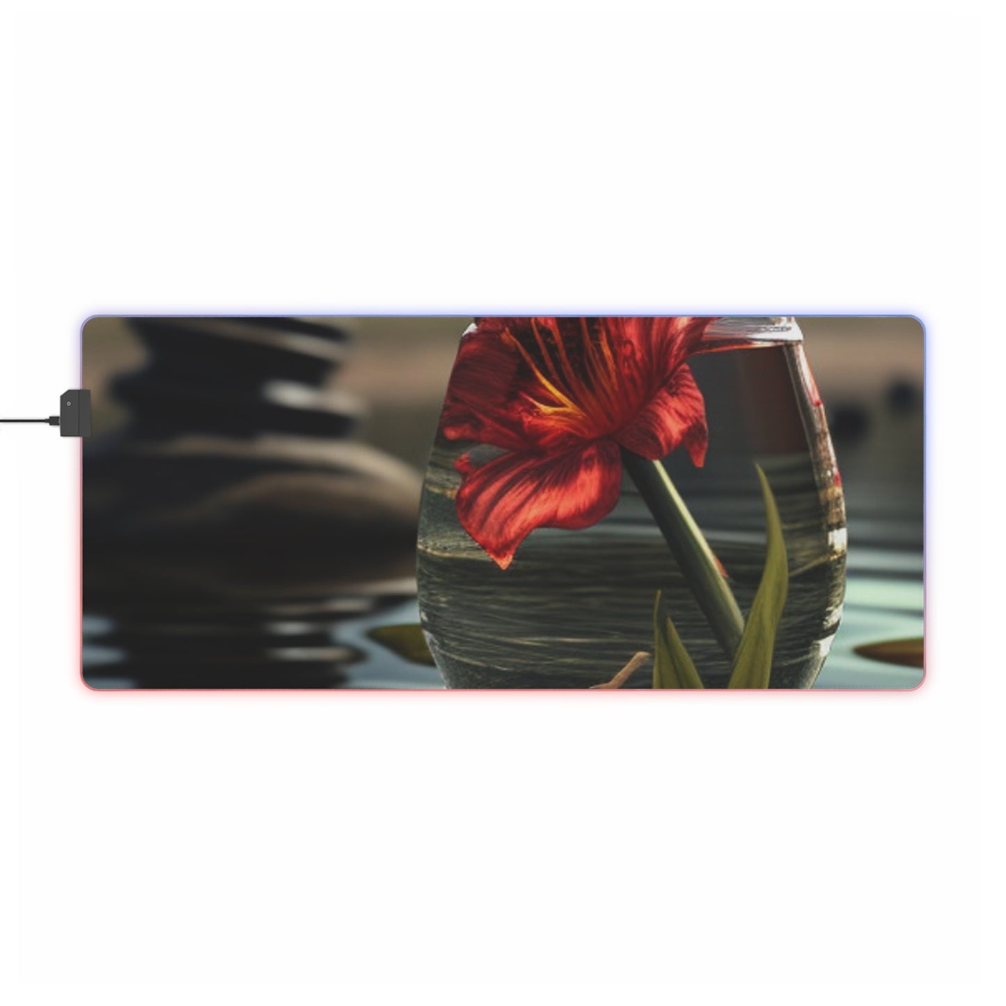 LED Gaming Mouse Pad Red Lily in a Glass vase 4