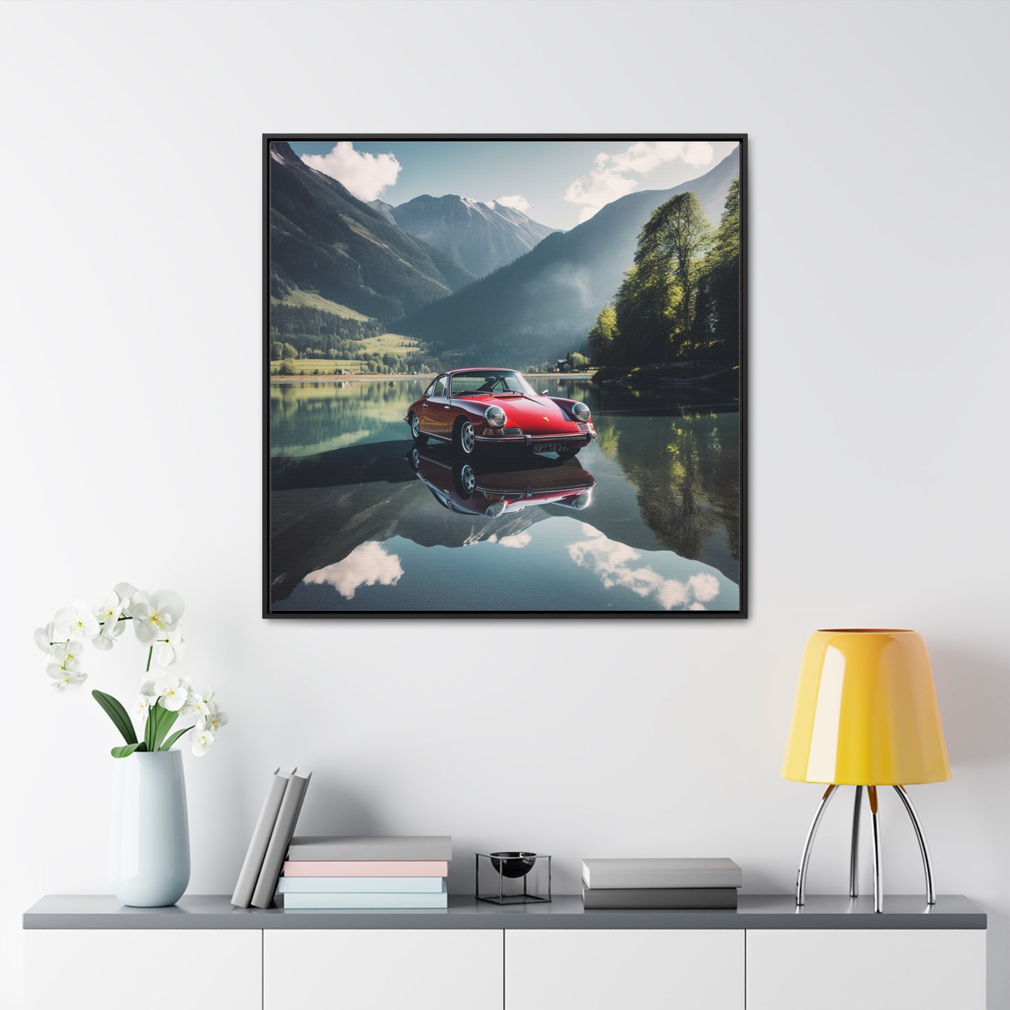 Gallery Canvas Wraps, Square Frame Porsche Lake 3