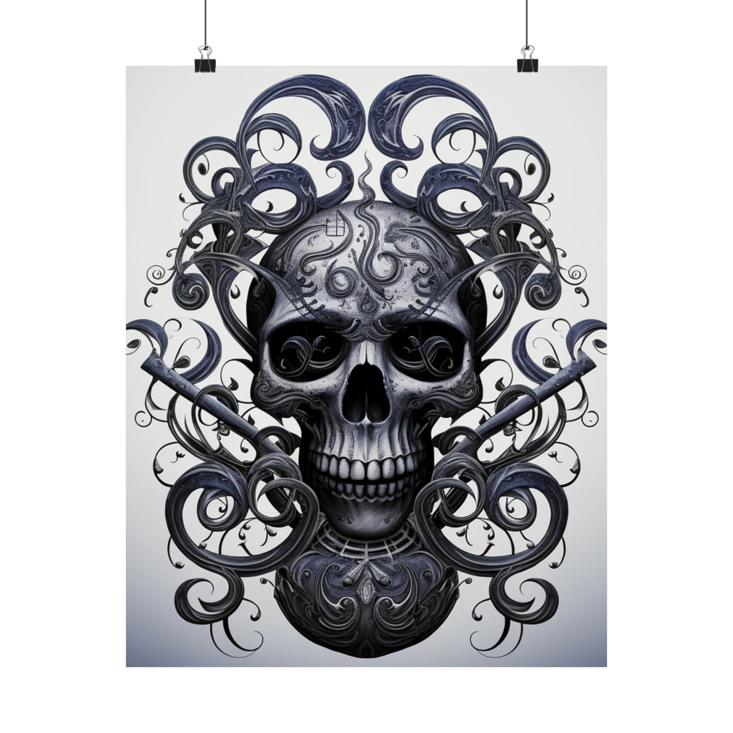 Premium Matte Vertical Posters Skull Treble Clef 1