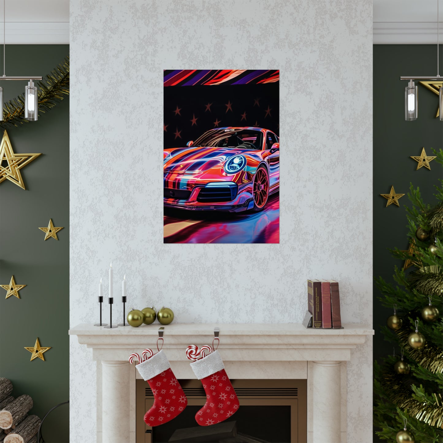 Premium Matte Vertical Posters American Flag Colored Porsche 4