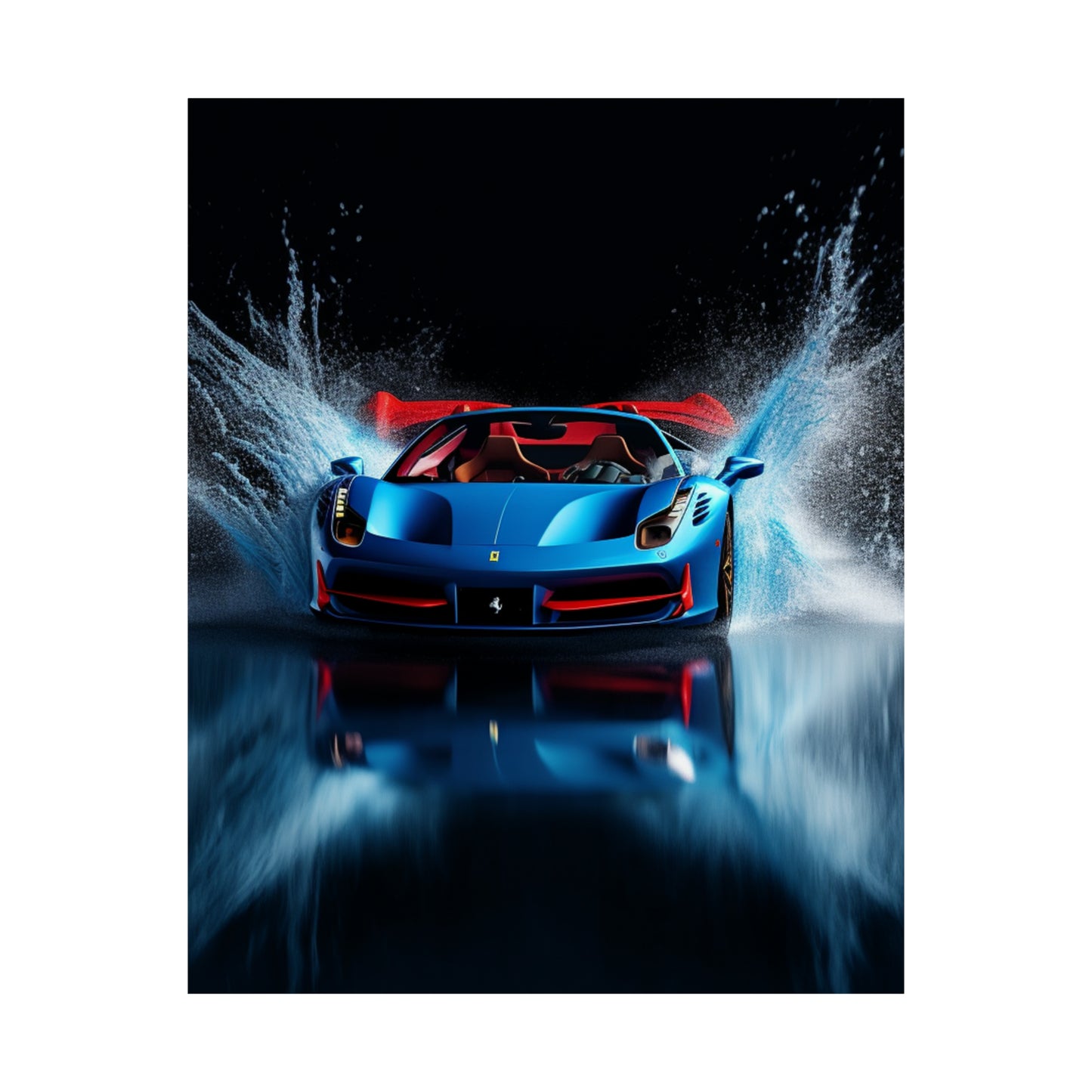 Premium Matte Vertical Posters Ferrari Water Splash 1