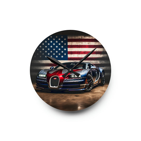 Acrylic Wall Clock Bugatti American Flag 1