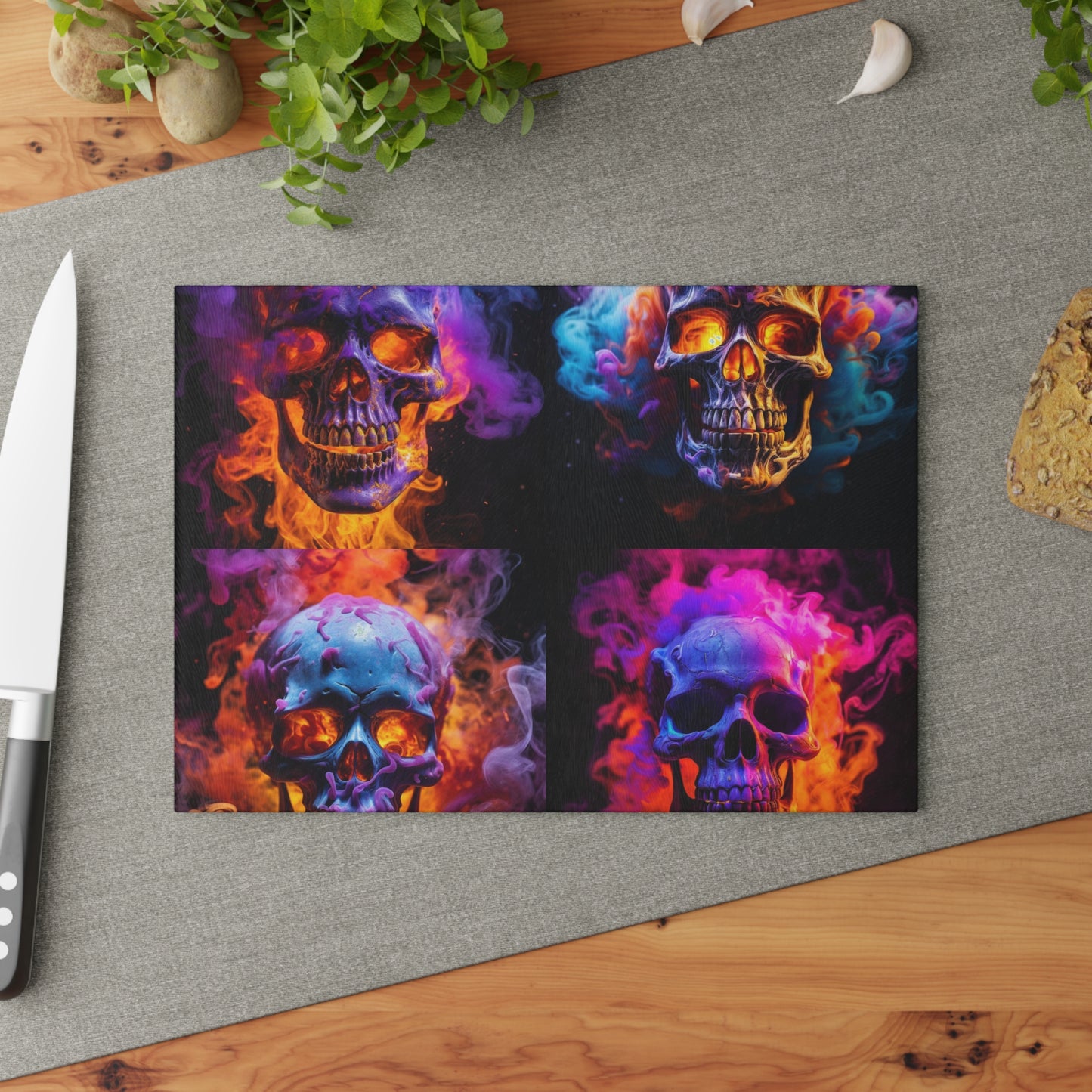 Glass Cutting Board Macro Skull 5