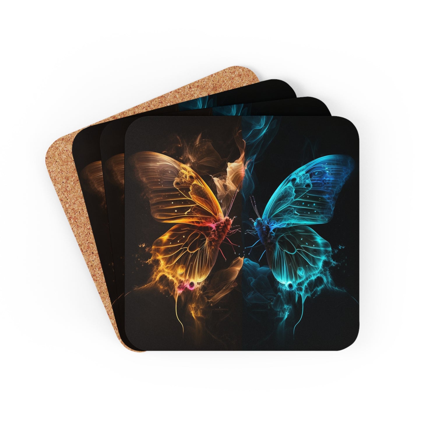 Corkwood Coaster Set Kiss Neon Butterfly 9