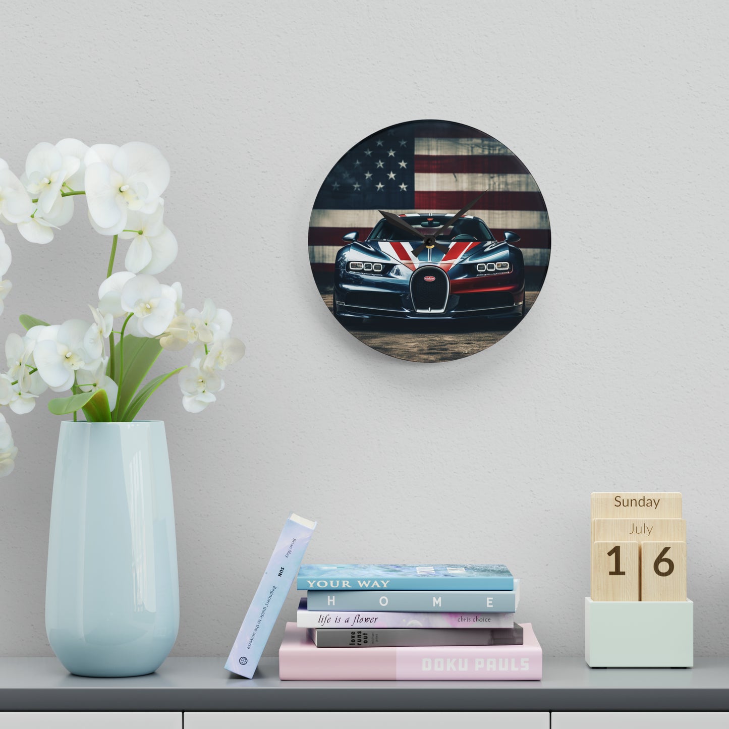 Acrylic Wall Clock Bugatti Flag 2