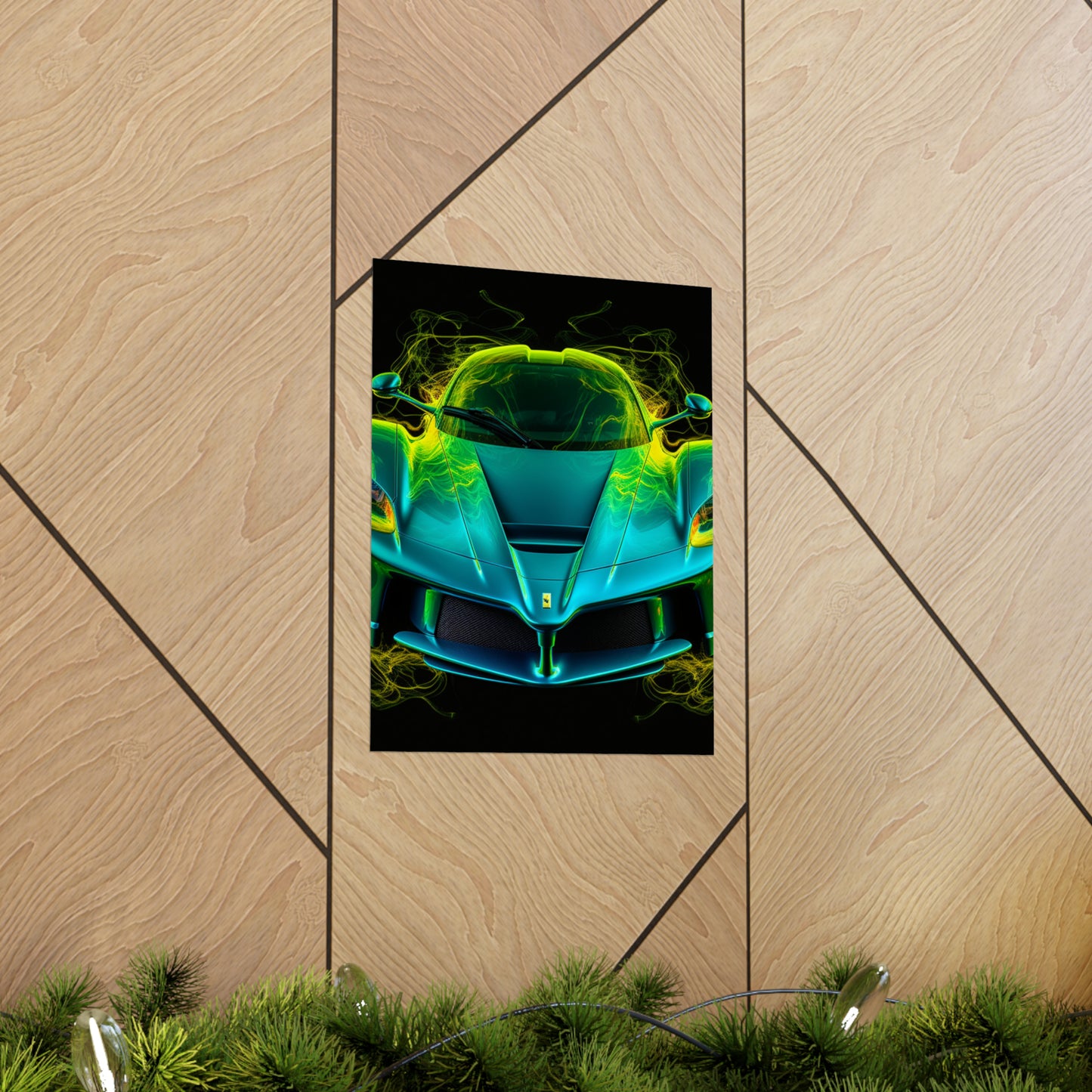 Premium Matte Vertical Posters Ferrari Neon 2