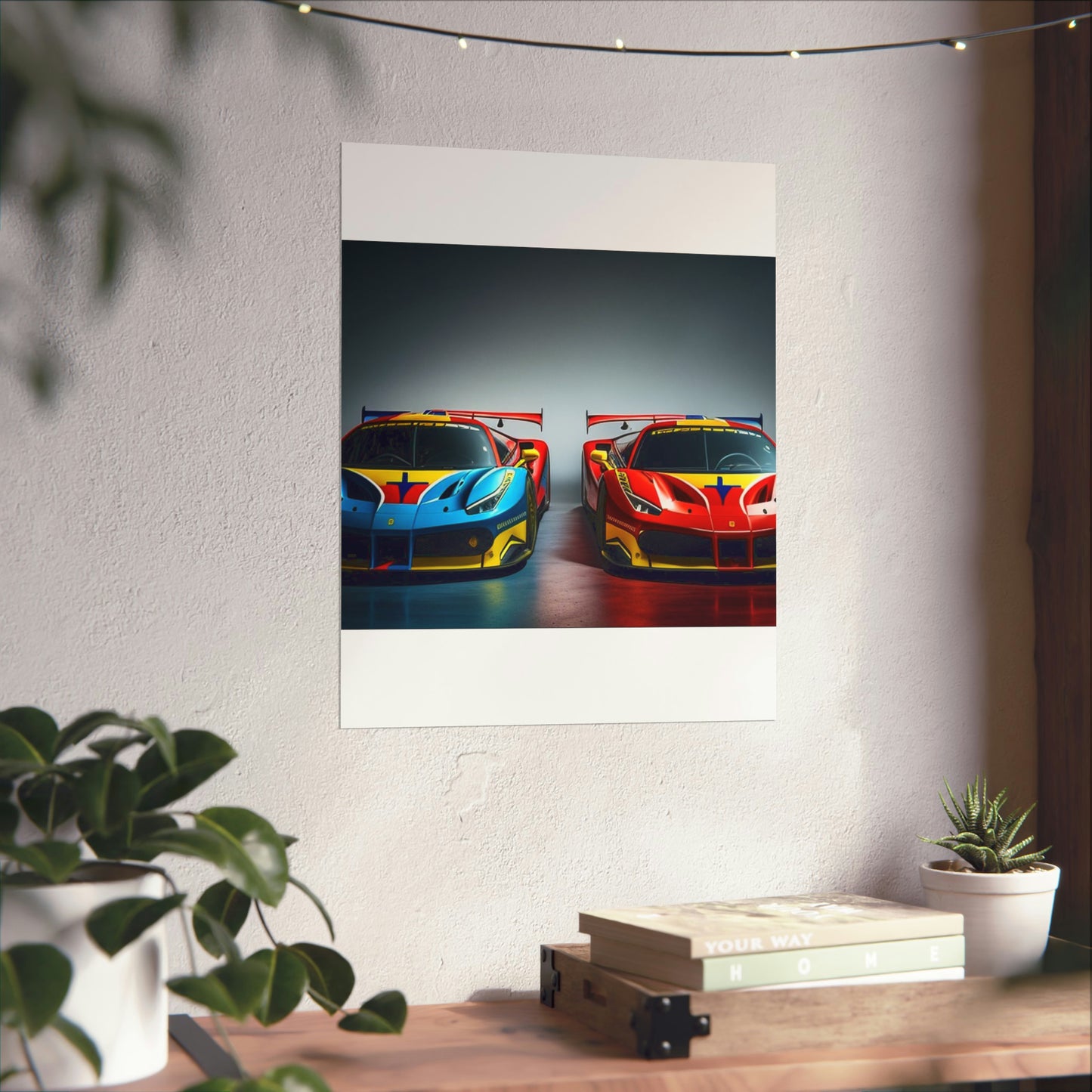 Premium Matte Vertical Posters Ferrari Red Blue 2