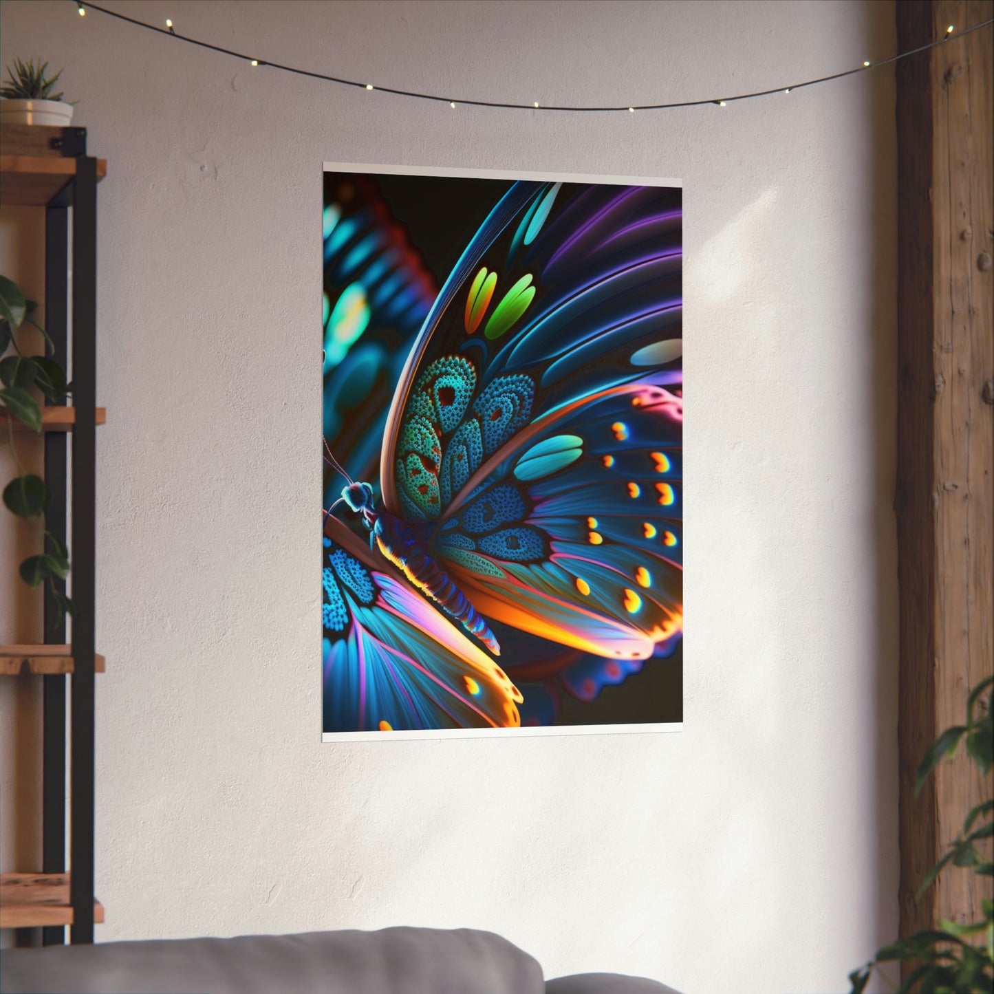 Premium Matte Vertical Posters Neon Butterfly Macro 2