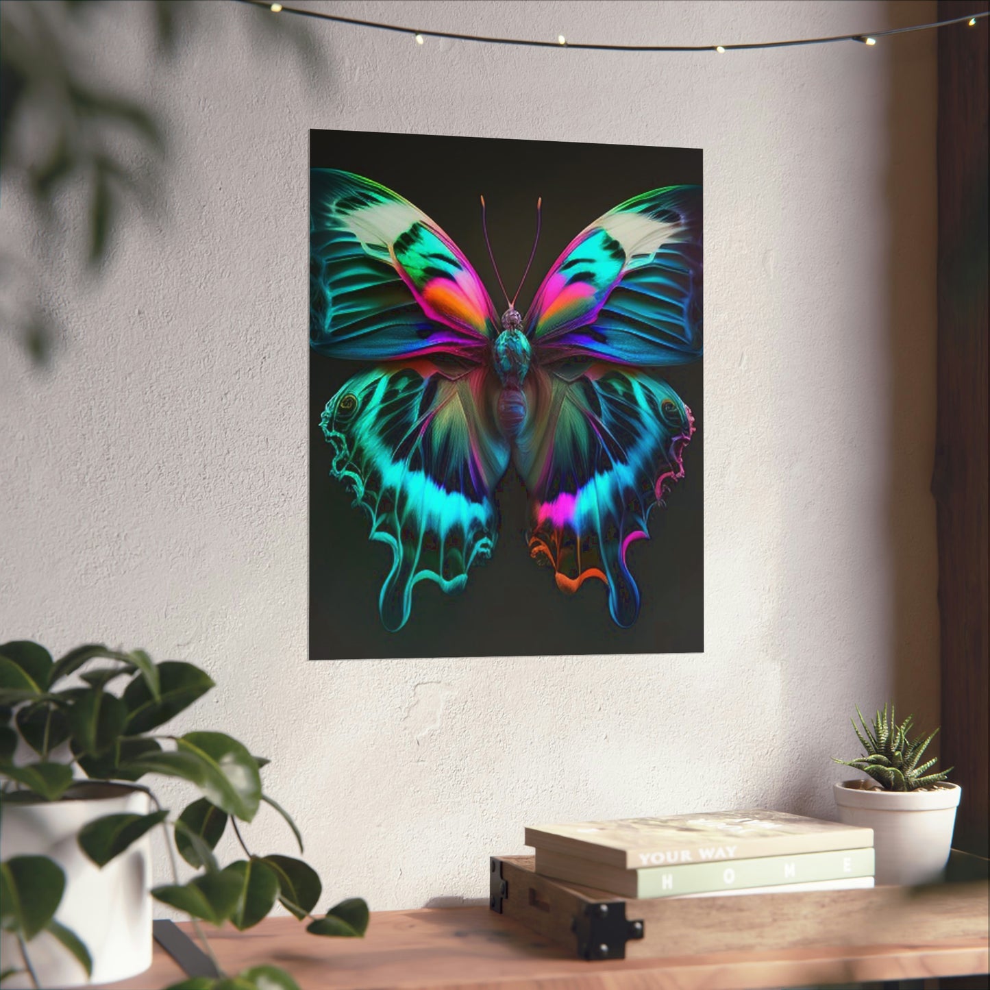 Premium Matte Vertical Posters Neon Butterfly Fusion 4