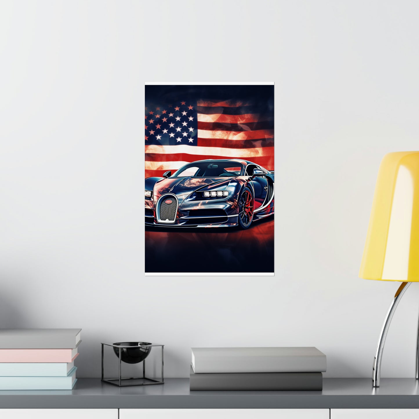 Premium Matte Vertical Posters Abstract American Flag Background Bugatti 4