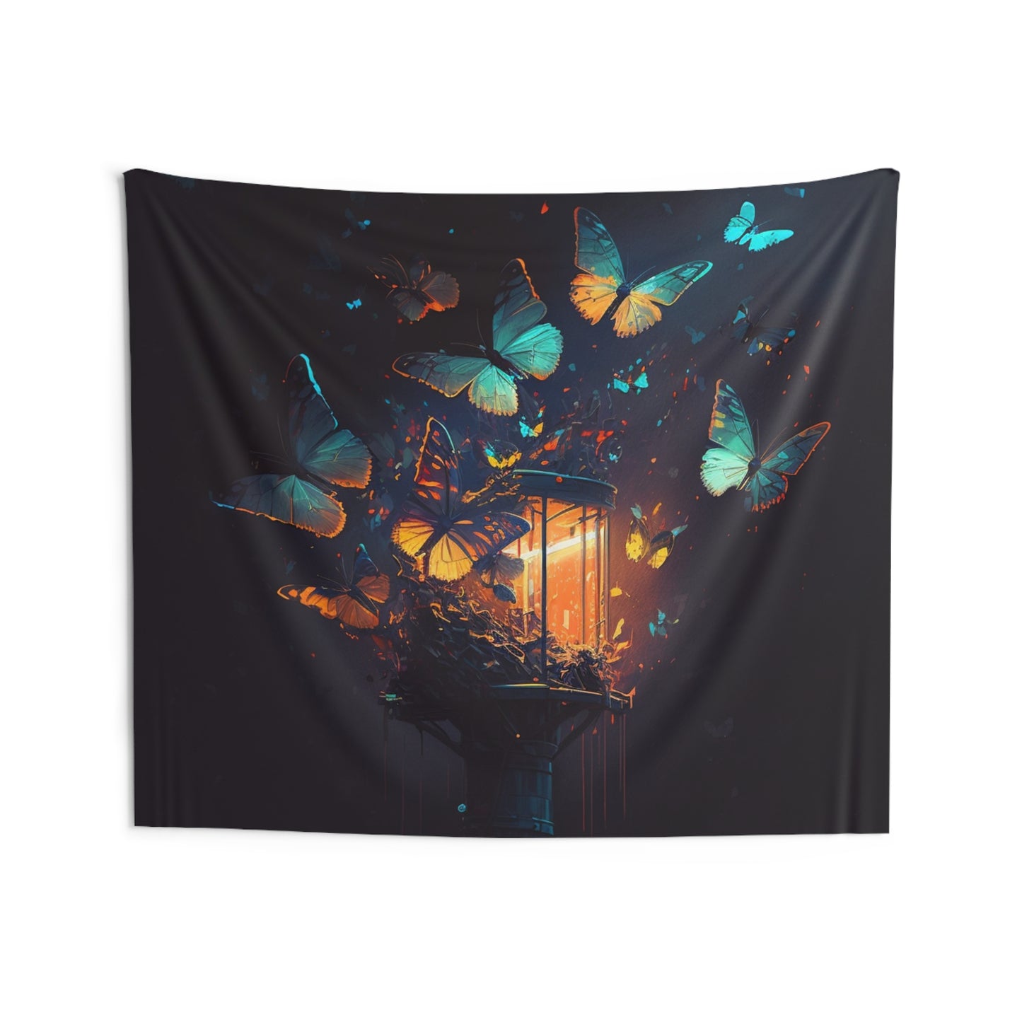 Indoor Wall Tapestries Street Light Butterfly 1
