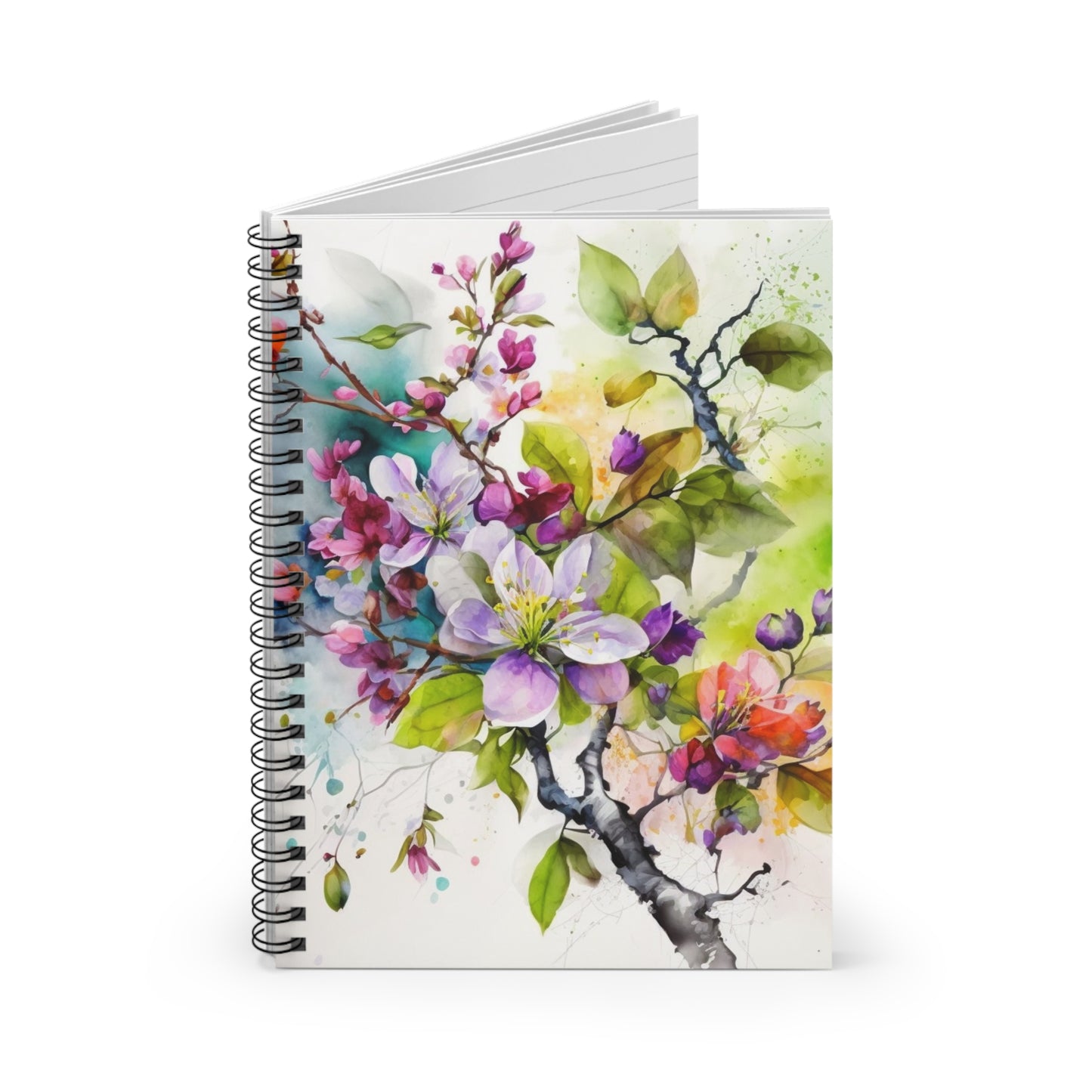 Spiral Notebook - Ruled Line Mother Nature Bright Spring Colors Realistic Watercolor 4