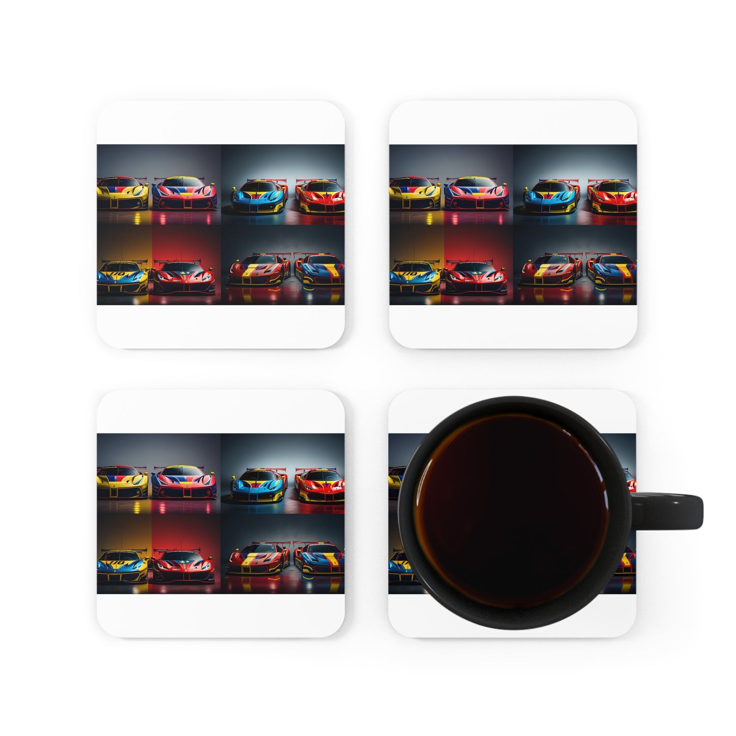 Corkwood Coaster Set Ferrari Red Blue 5