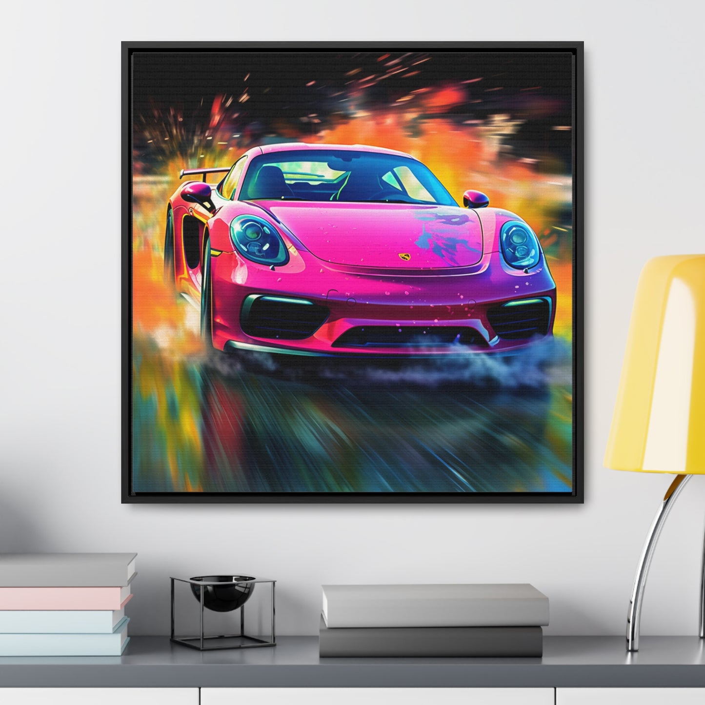 Gallery Canvas Wraps, Square Frame Pink Porsche water fusion 4