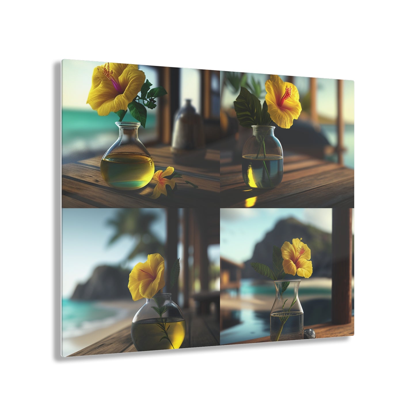 Acrylic Prints Yellow Hibiscus Wood 5