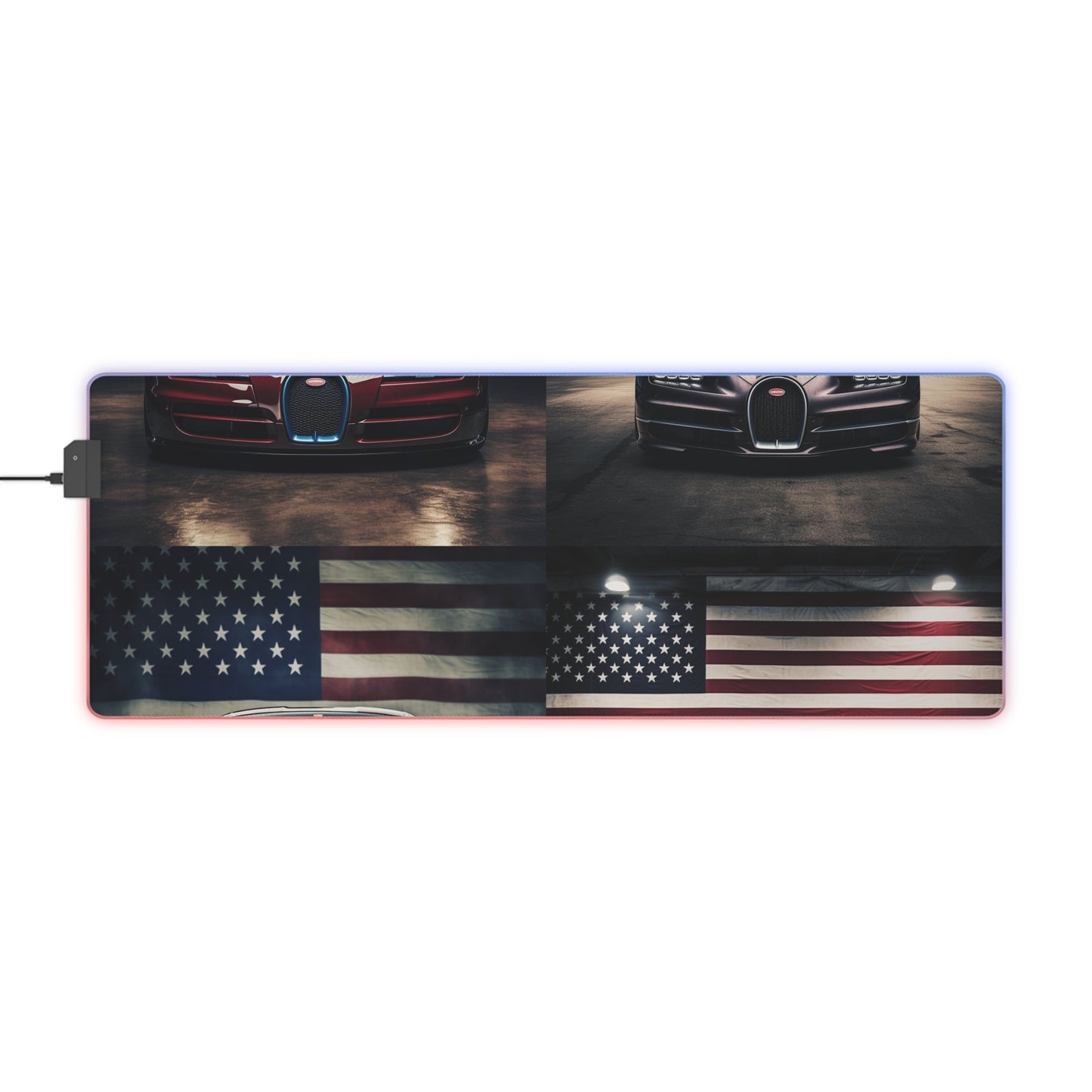 LED Gaming Mouse Pad American Flag Background Bugatti 5