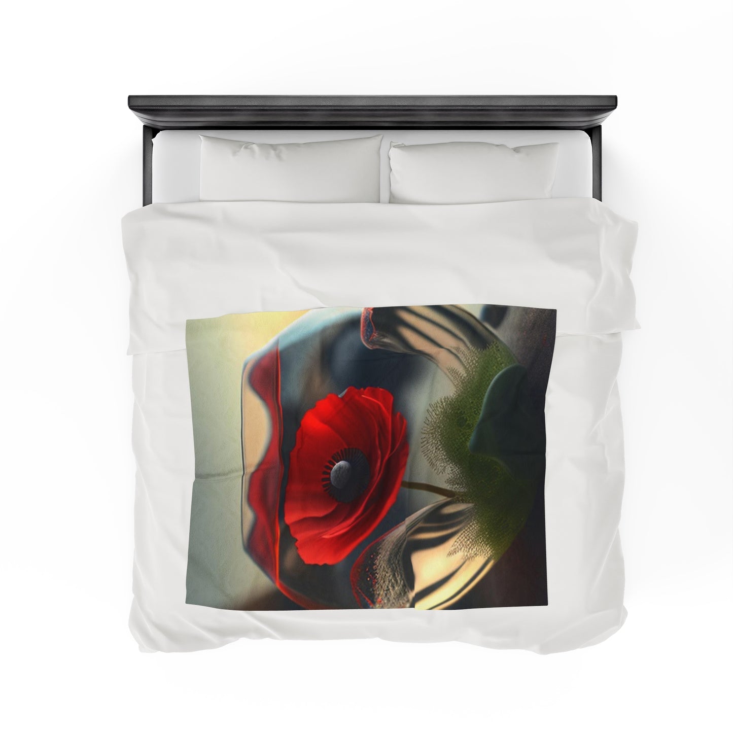 Velveteen Plush Blanket Red Anemone in a Vase 3