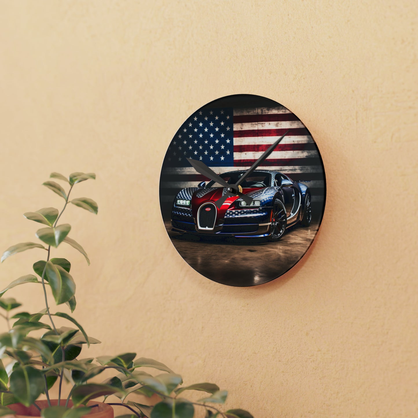 Acrylic Wall Clock Bugatti American Flag 1