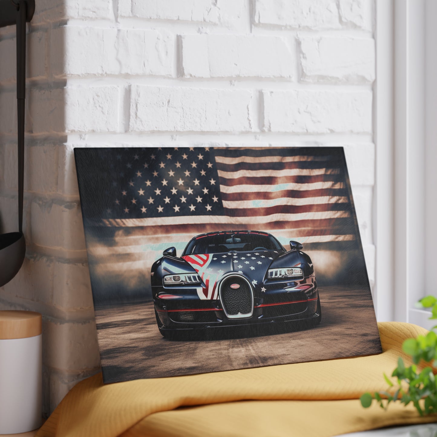 Glass Cutting Board Bugatti American Flag 2