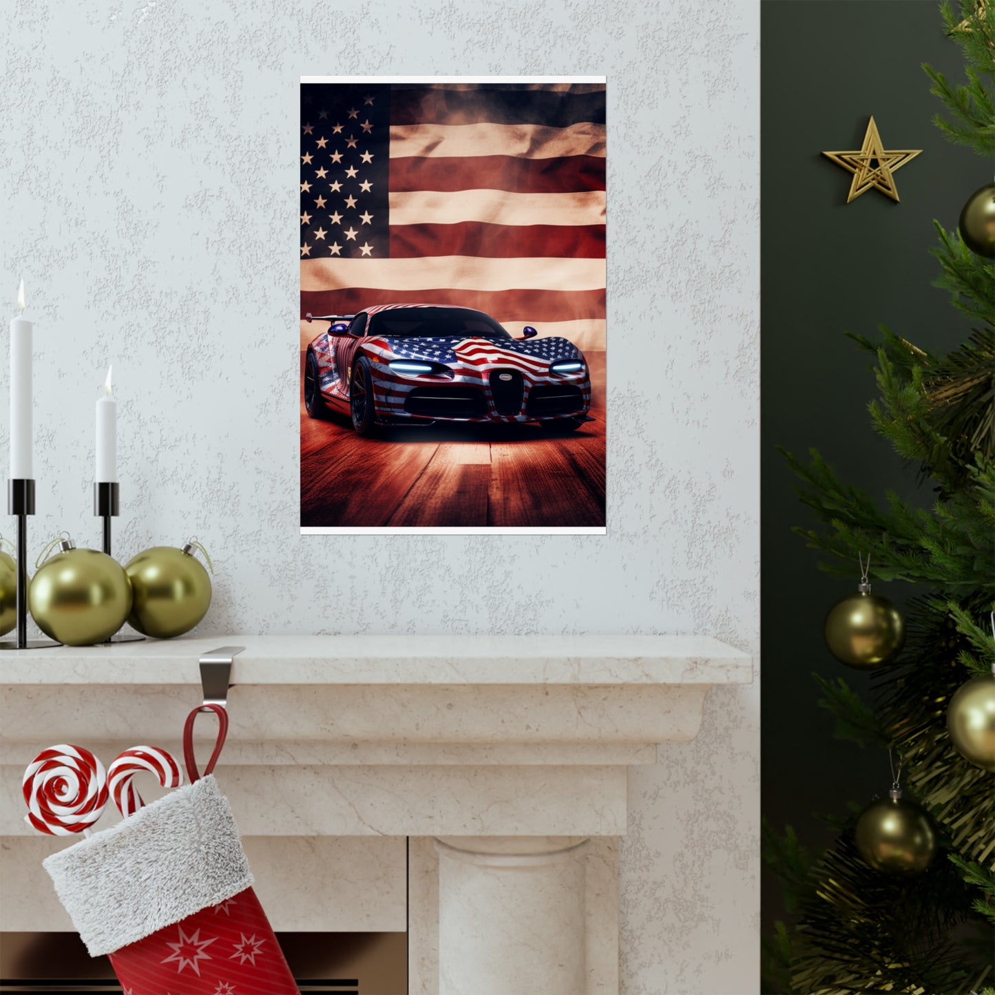 Premium Matte Vertical Posters Abstract American Flag Background Bugatti 2