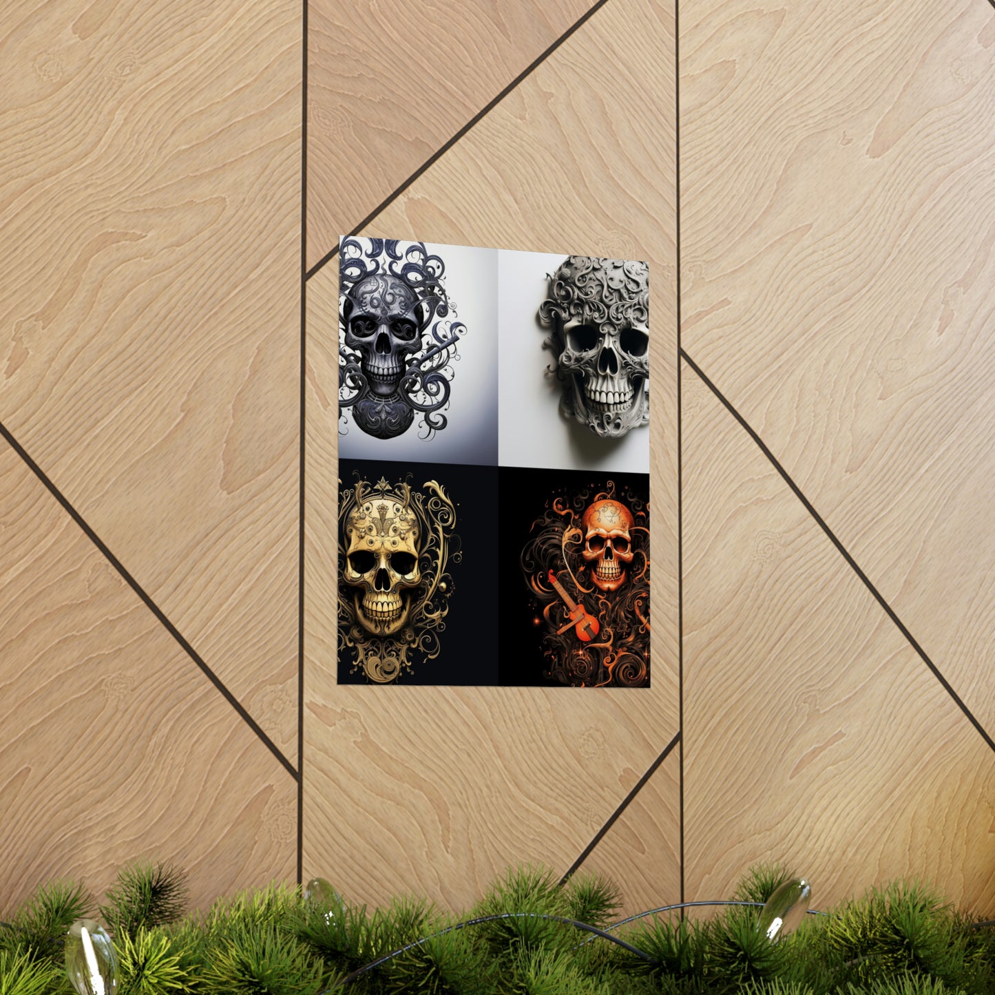 Premium Matte Vertical Posters Skull Treble Clef 5