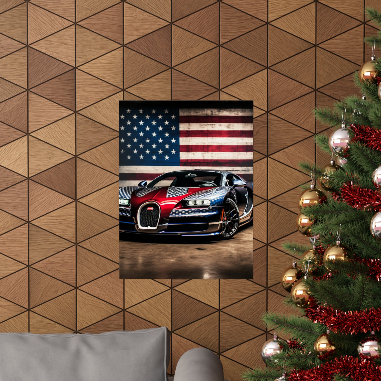 Premium Matte Vertical Posters Bugatti American Flag 1