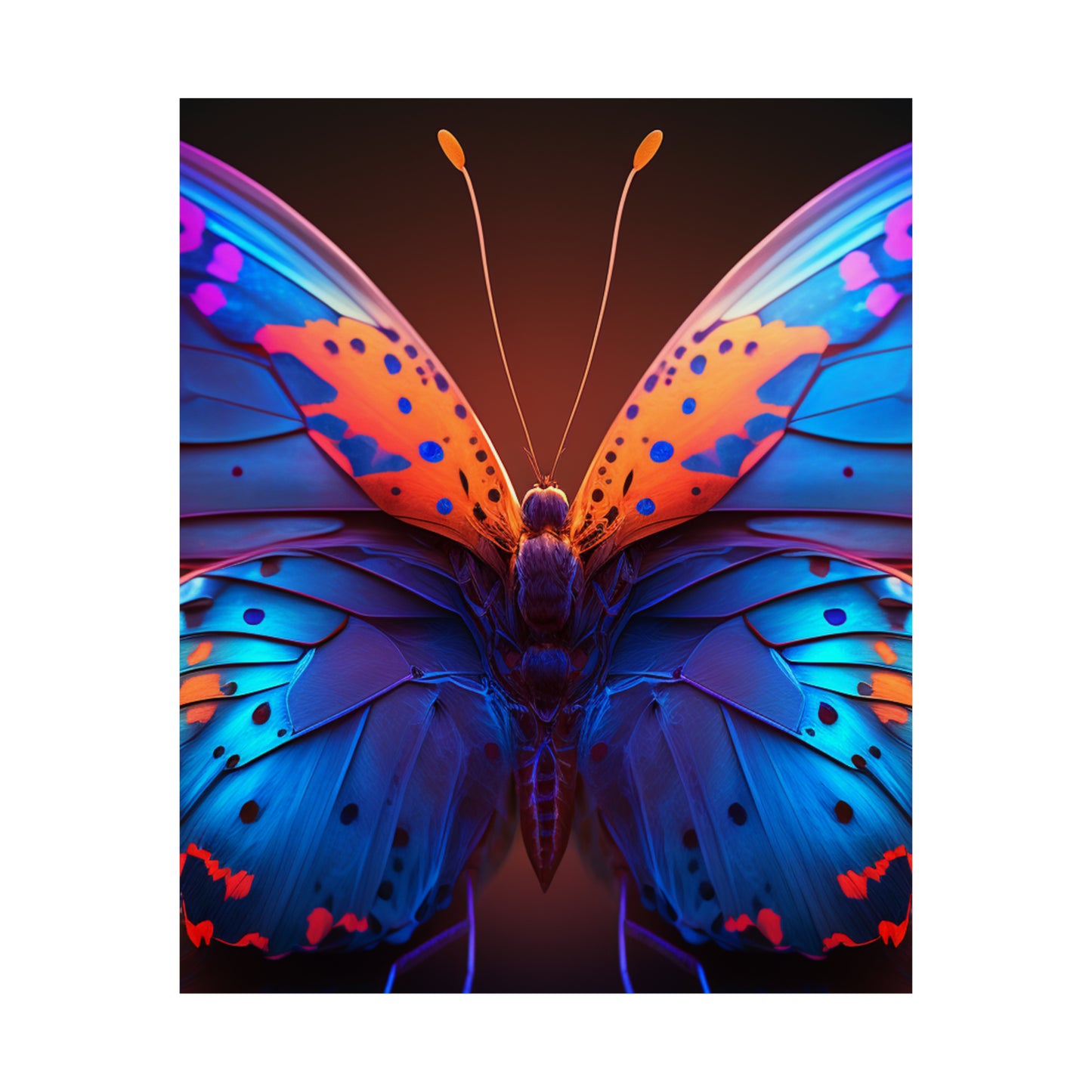 Premium Matte Vertical Posters Neon Butterfly Macro 3