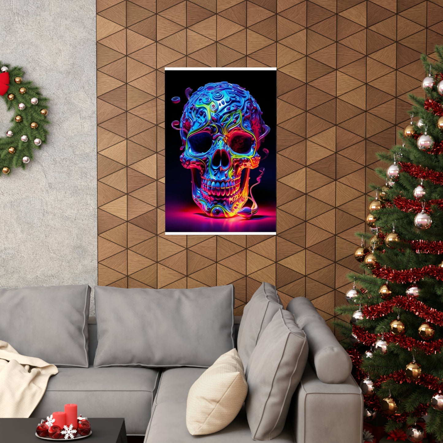 Premium Matte Vertical Posters Macro Skull Color 3