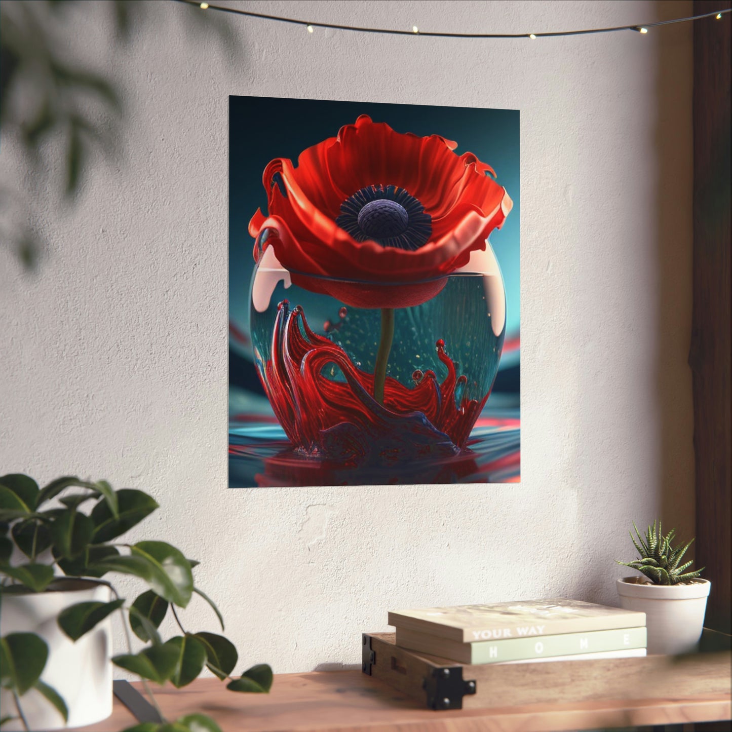 Premium Matte Vertical Posters Red Anemone in a Vase 2