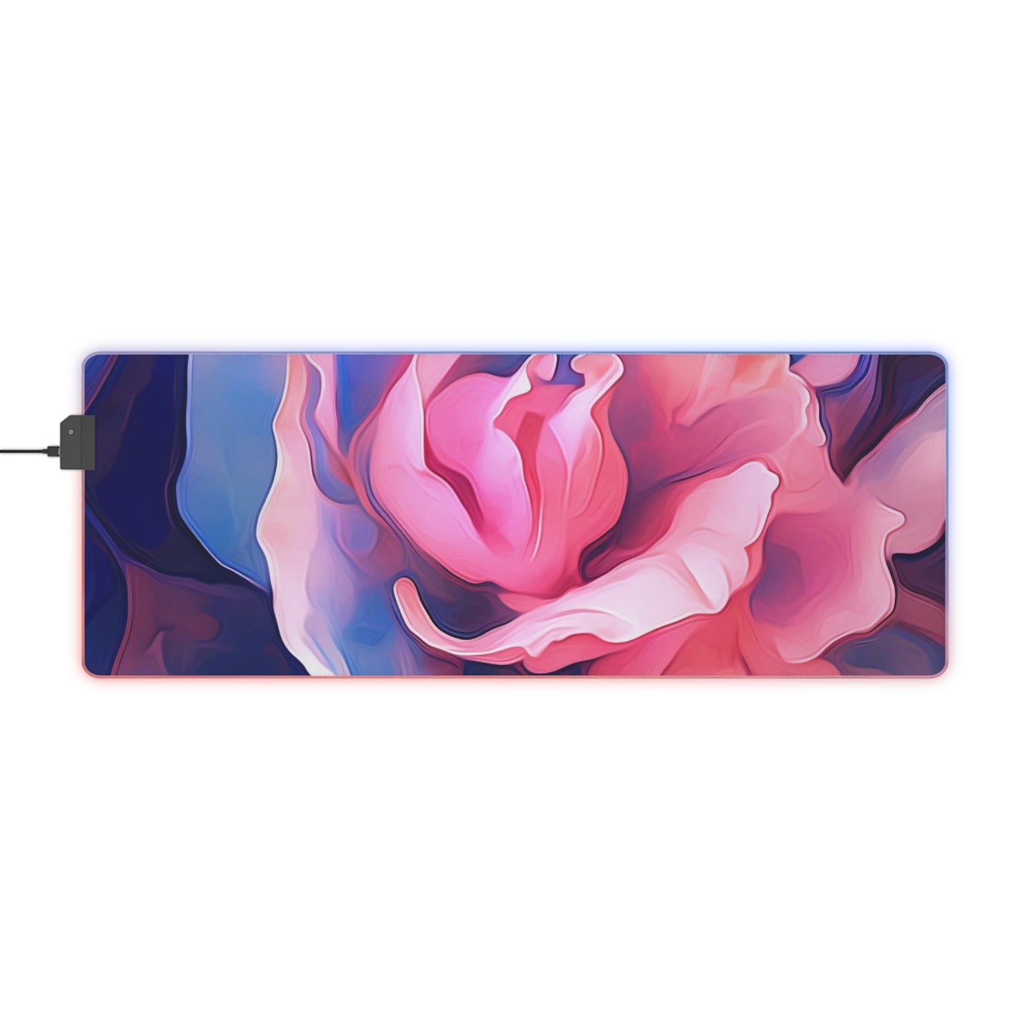 LED Gaming Mouse Pad Pink & Blue Tulip Rose 1