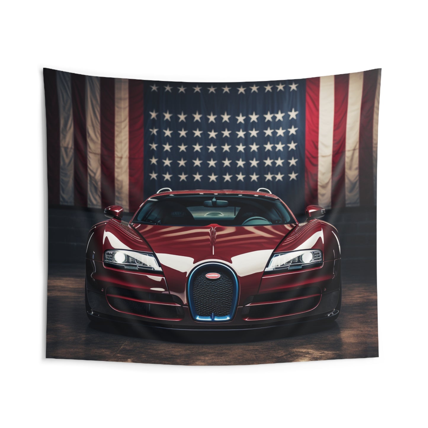 Indoor Wall Tapestries American Flag Background Bugatti 1